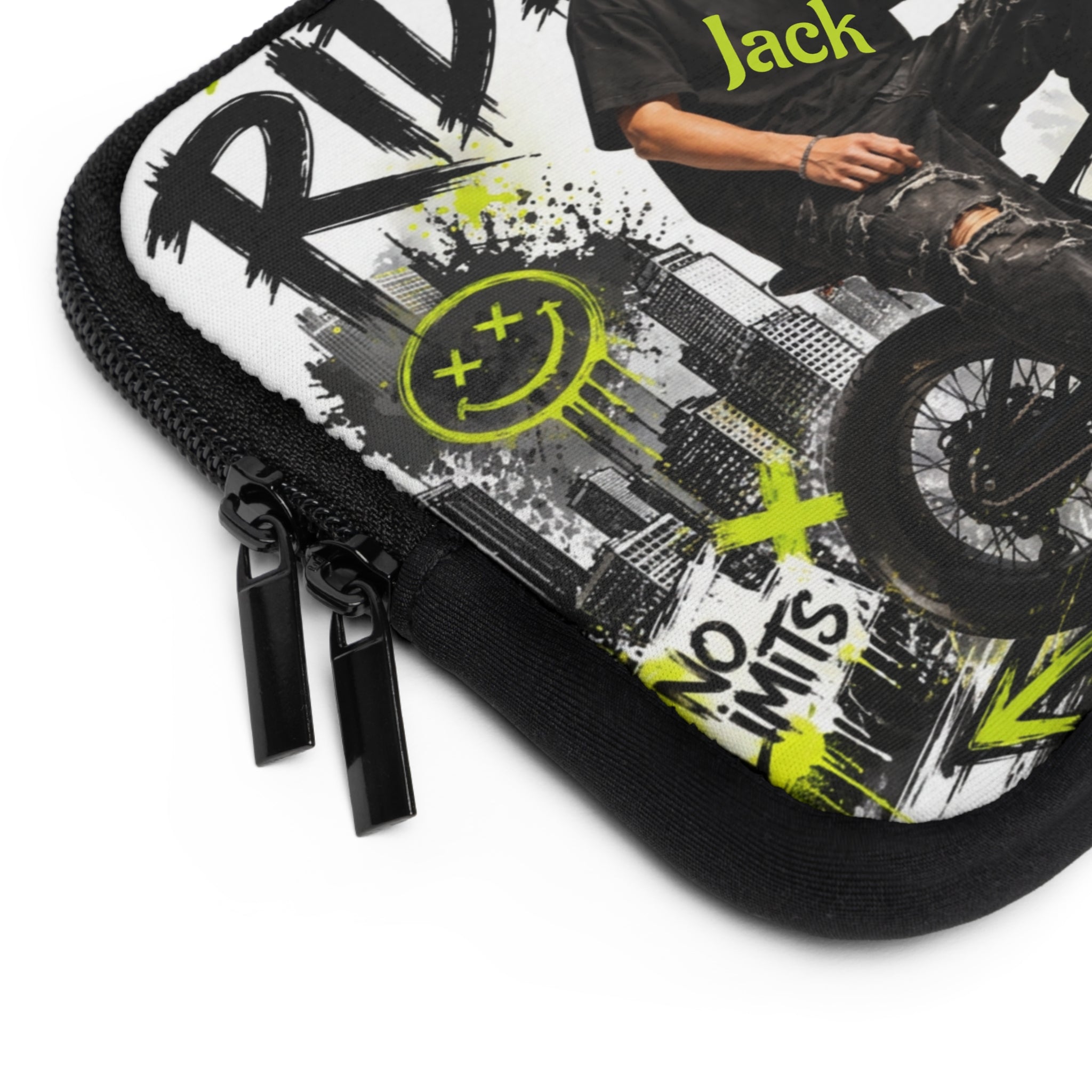 Custom Name Ride Your Way Laptop Sleeve | Youth BMX Graffiti Laptop Case 2607040