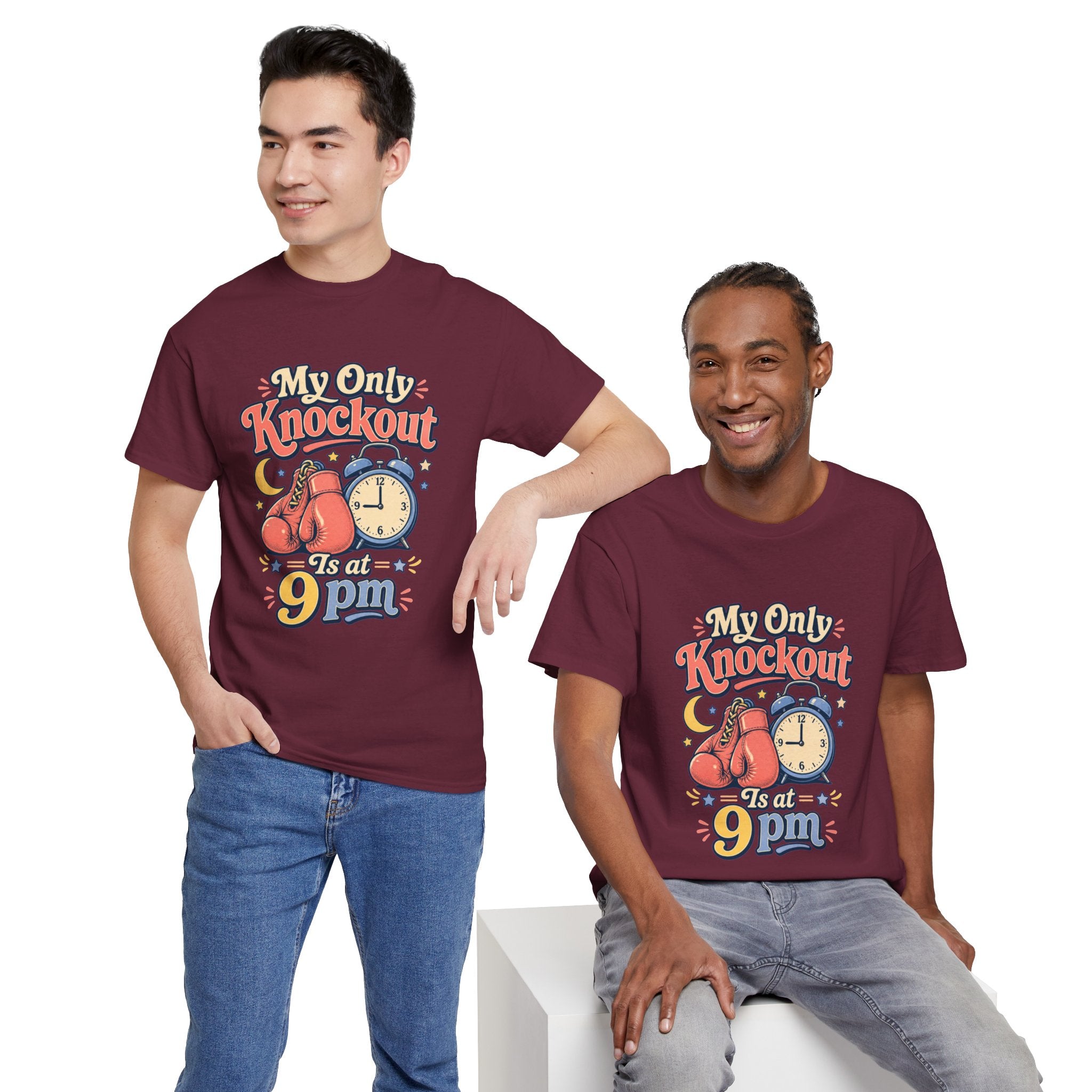 My Only Knockout Is at 9PM T-Shirt |  Funny Night Owl Boxing Graphic Tee  2607044