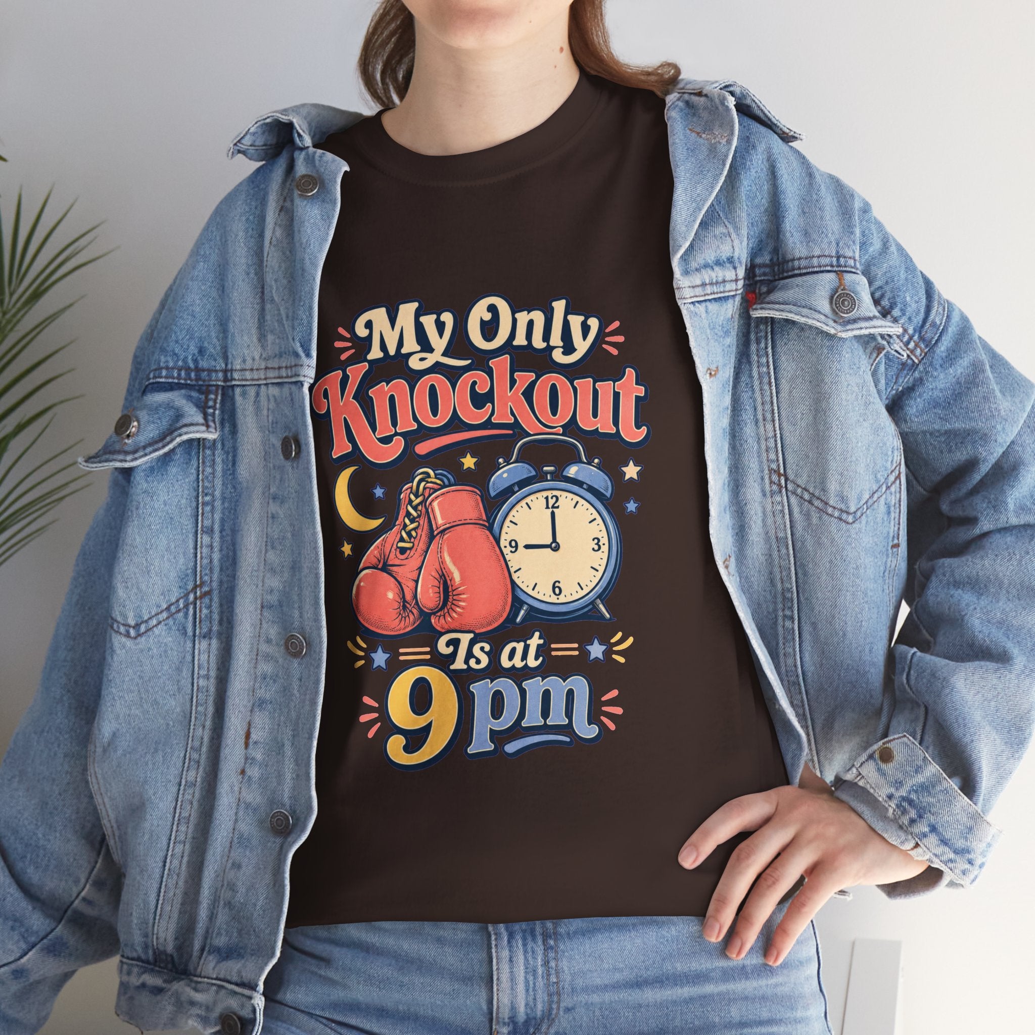 My Only Knockout Is at 9PM T-Shirt |  Funny Night Owl Boxing Graphic Tee  2607044
