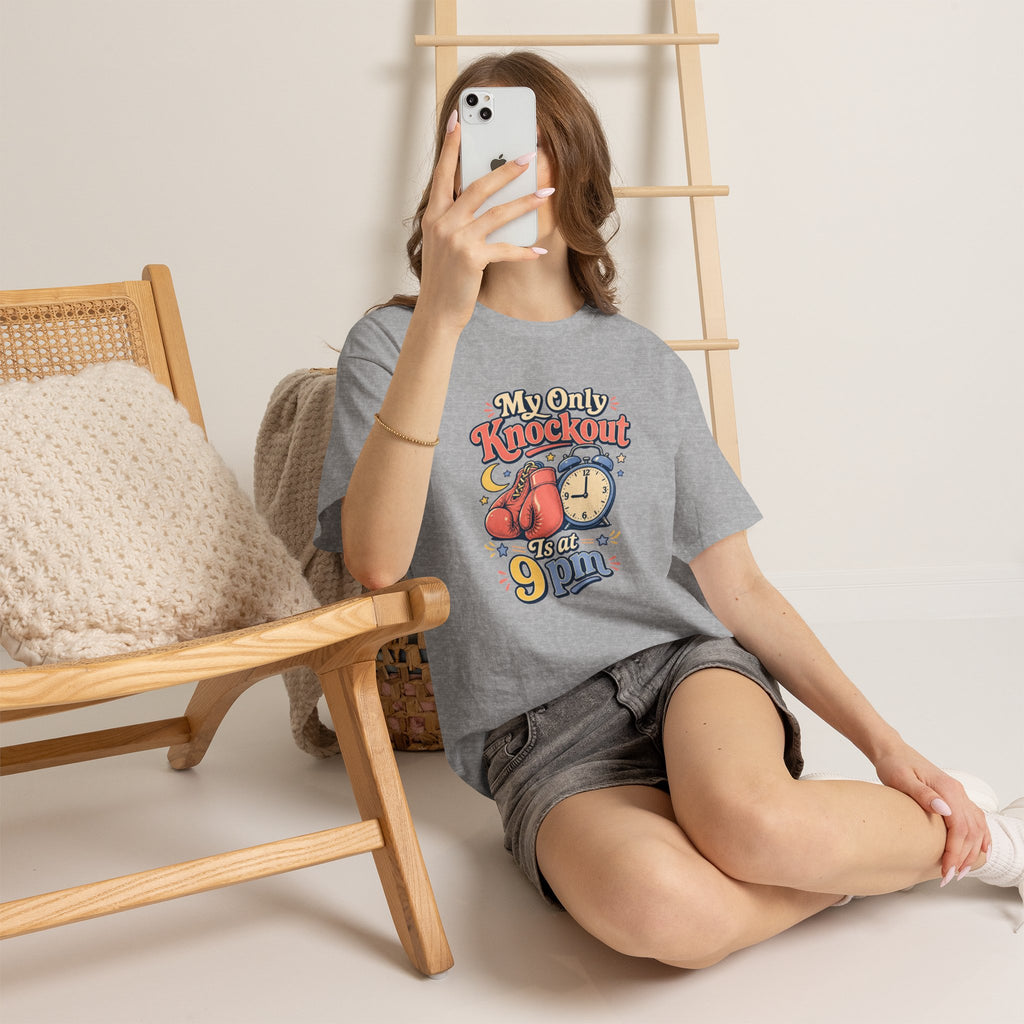 My Only Knockout Is at 9PM T-Shirt |  Funny Night Owl Boxing Graphic Tee  2607044