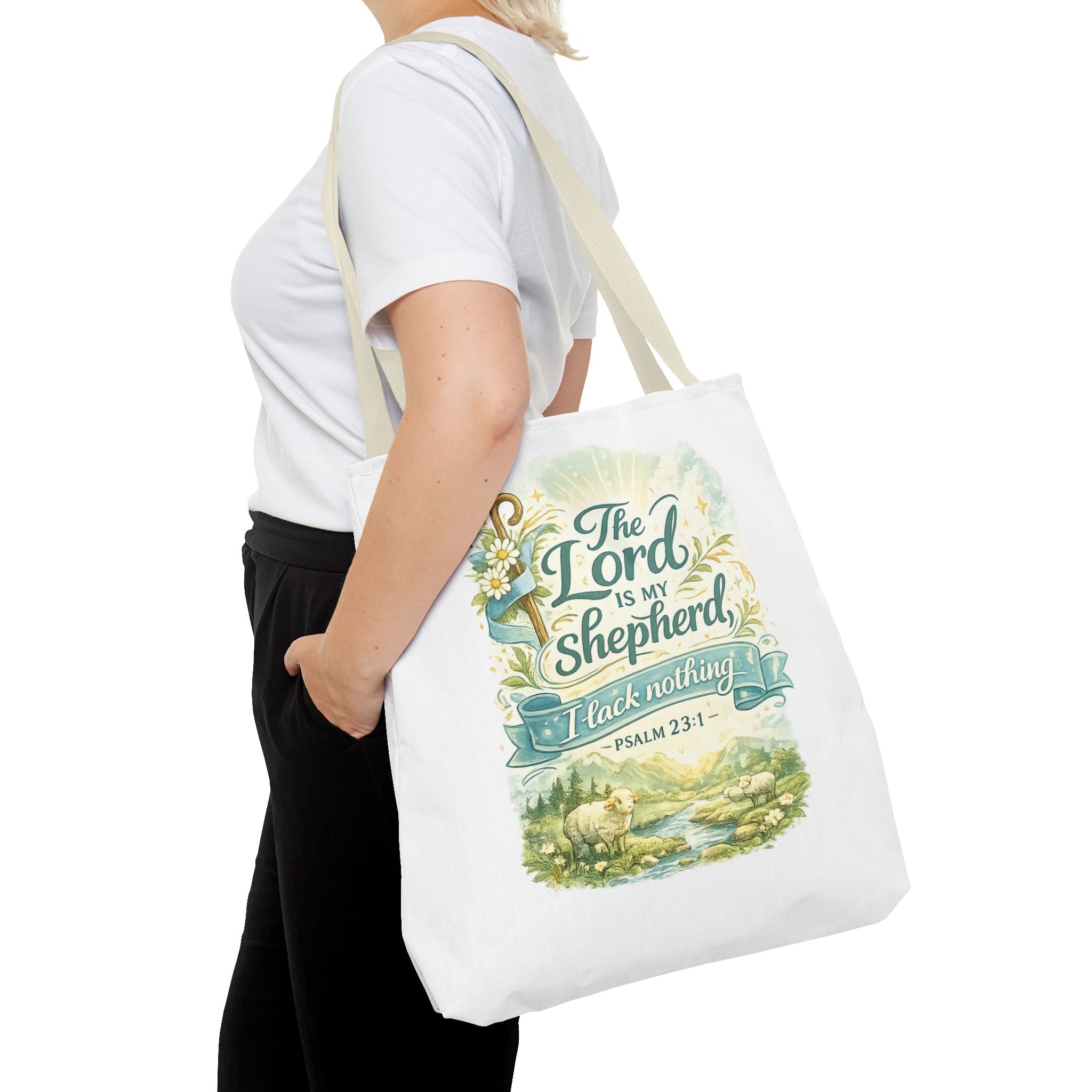 Floral Faith Tote Bag | The Lord Is My Shepherd | Psalm 23:1  4 Colors 2607043