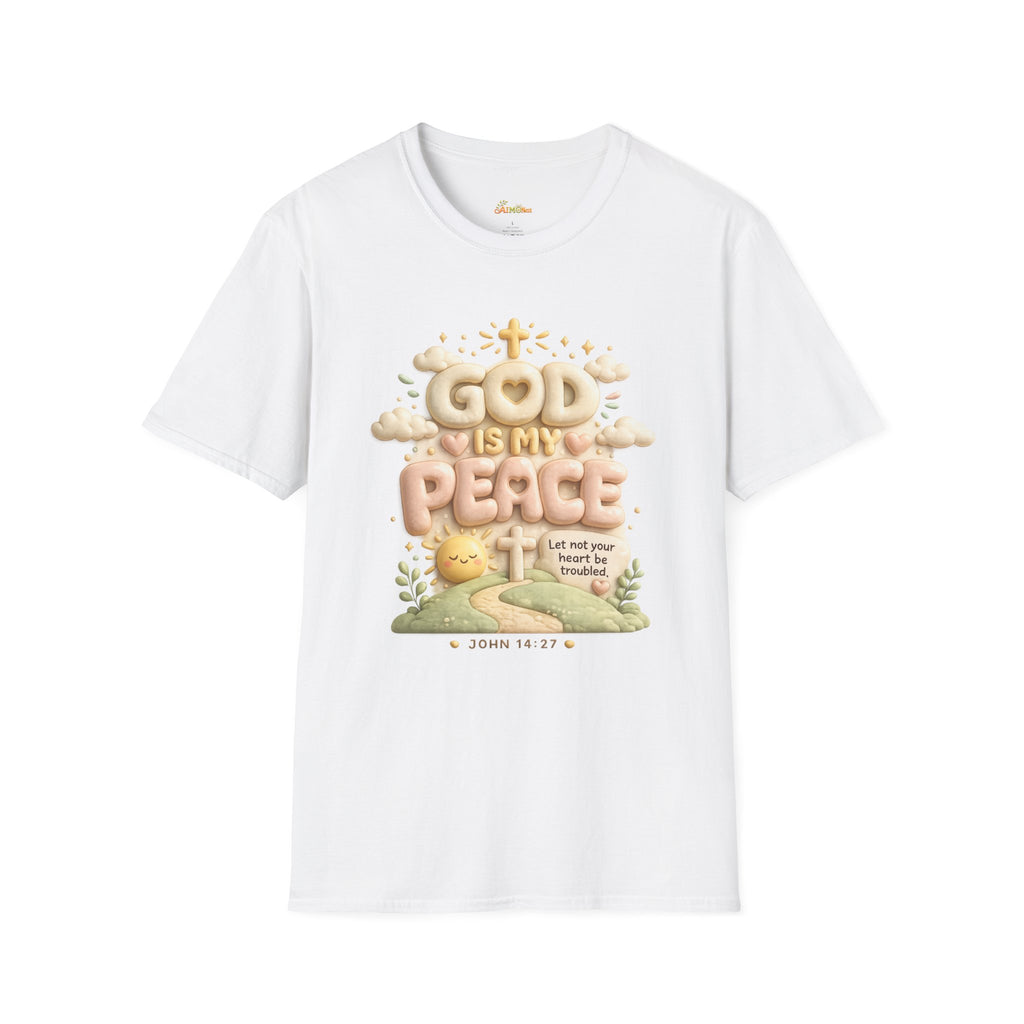 God Is My Peace T-Shirt — Christian Faith Tee with Soft Pastel Cloud Design