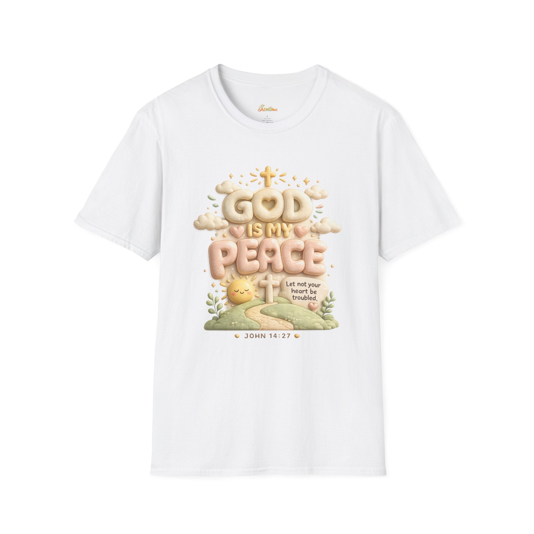 God Is My Peace T-Shirt — Christian Faith Tee with Soft Pastel Cloud Design