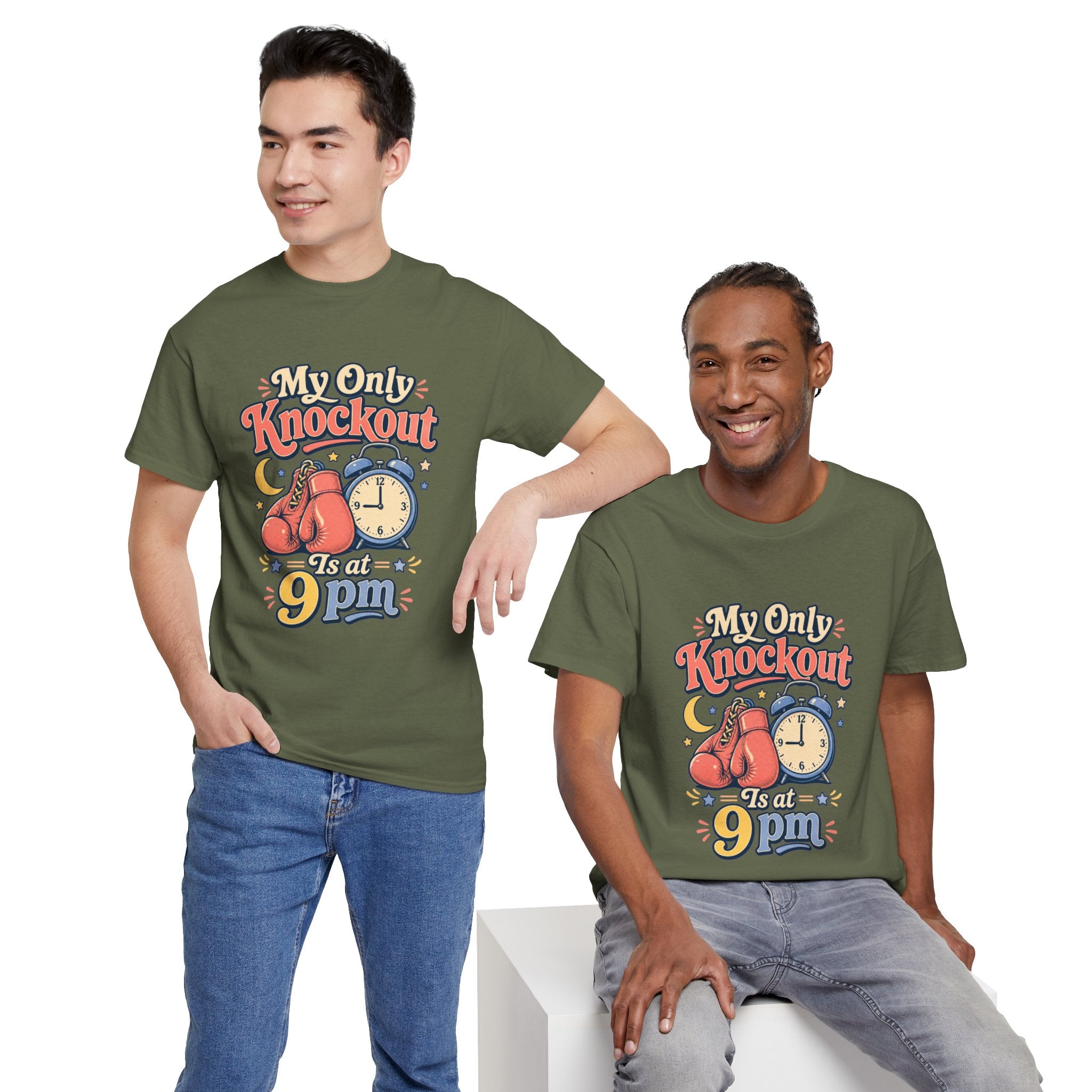 My Only Knockout Is at 9PM T-Shirt |  Funny Night Owl Boxing Graphic Tee  2607044