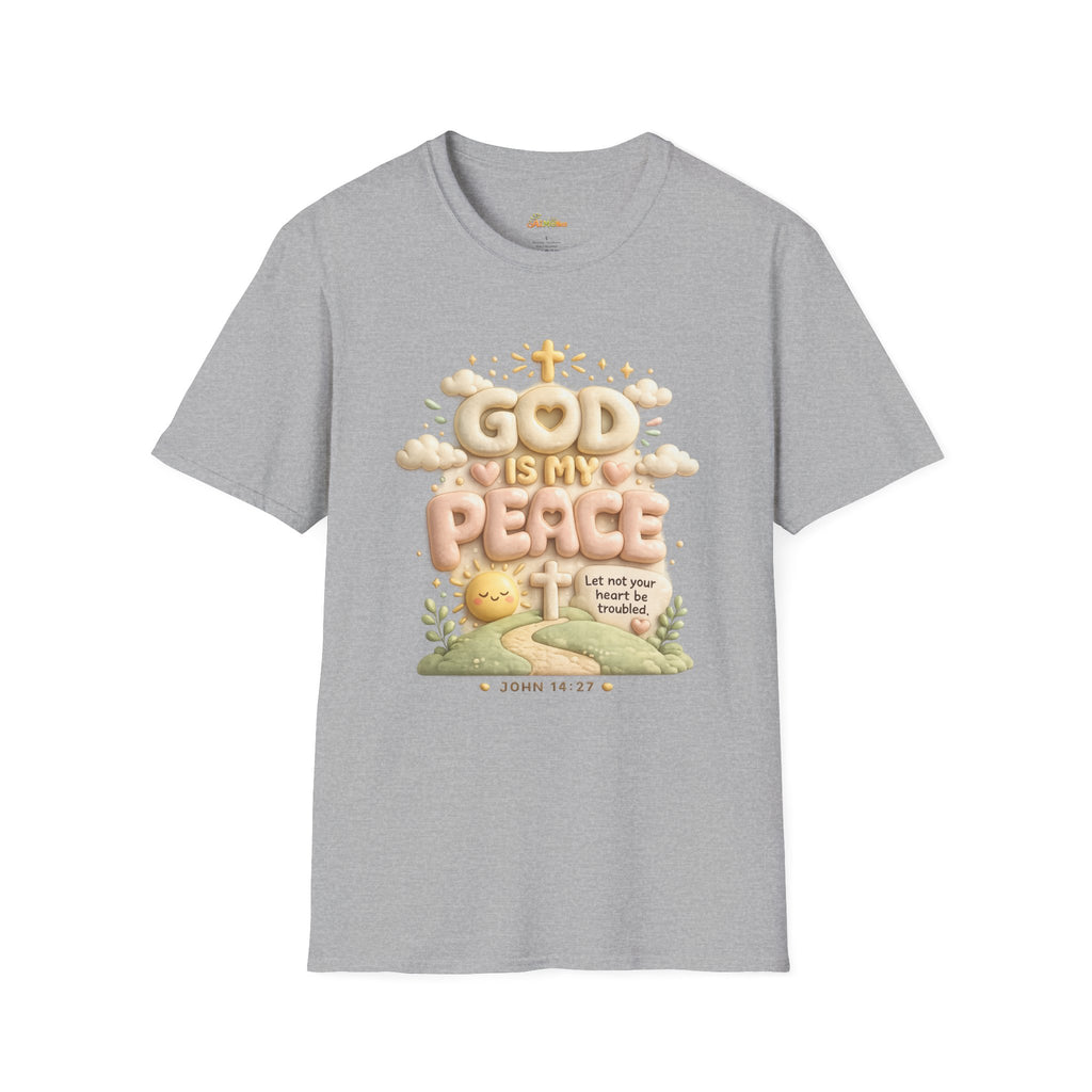 God Is My Peace T-Shirt — Christian Faith Tee with Soft Pastel Cloud Design