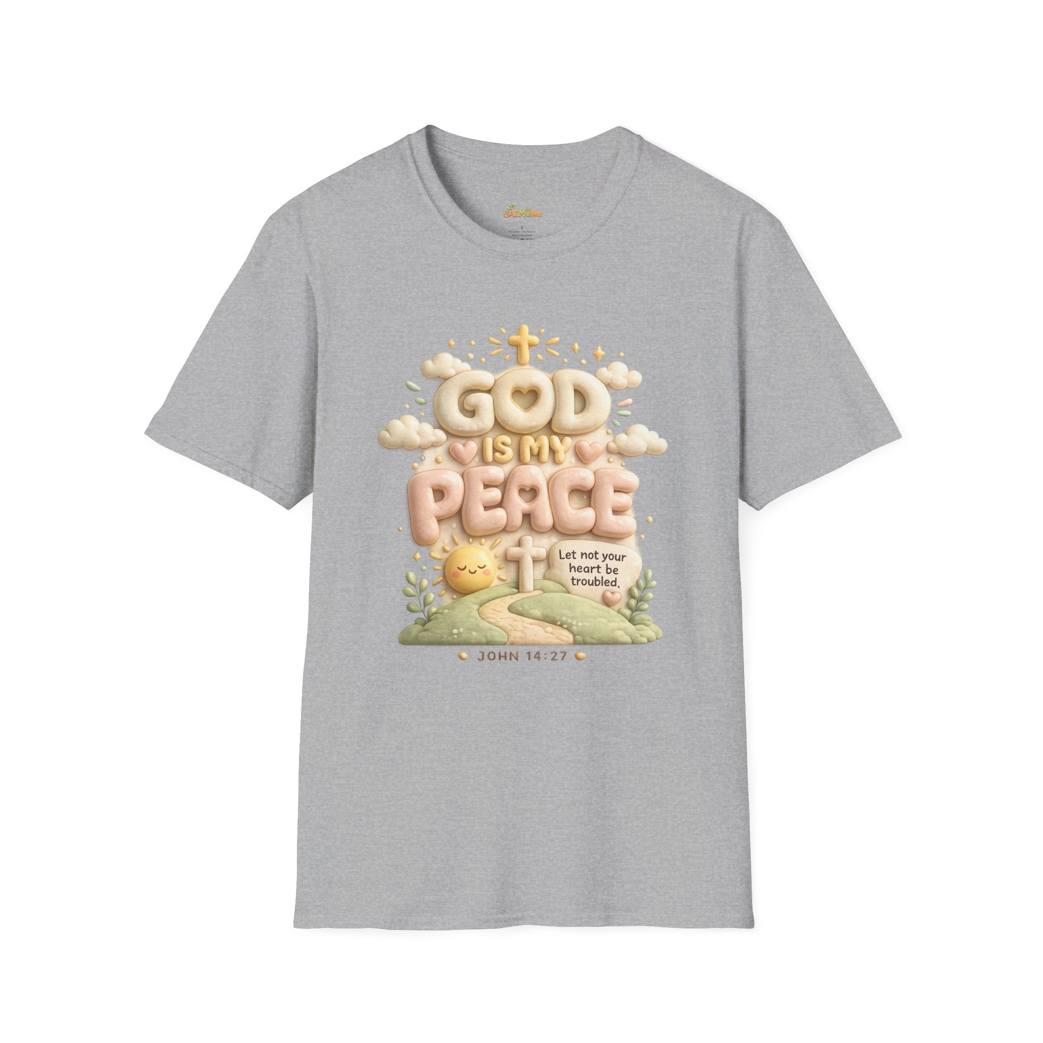 God Is My Peace T-Shirt — Christian Faith Tee with Soft Pastel Cloud Design