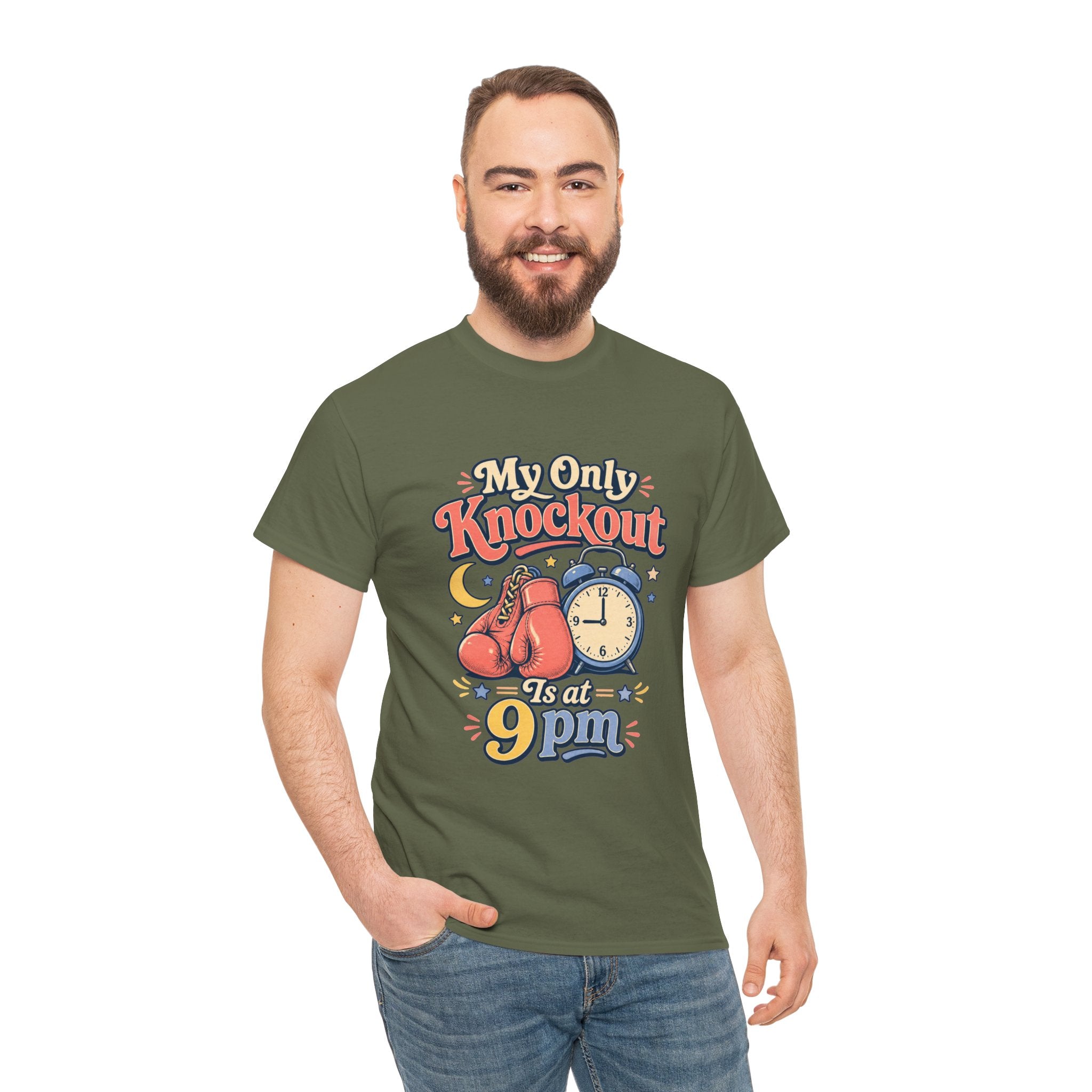 My Only Knockout Is at 9PM T-Shirt |  Funny Night Owl Boxing Graphic Tee  2607044