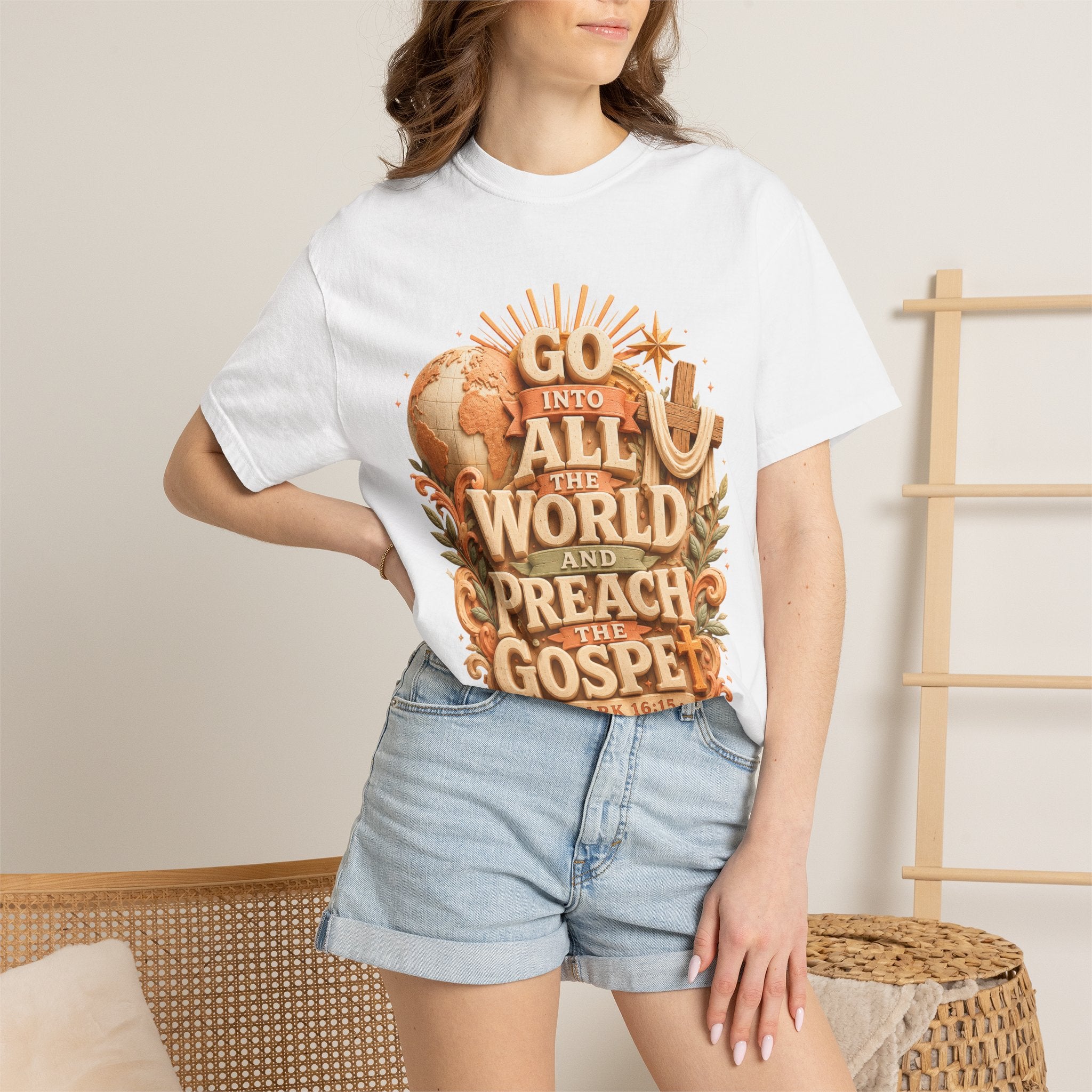T-Shirt — "Go Into All the World and Preach the Gospel" Christian Mission Tee 2607022