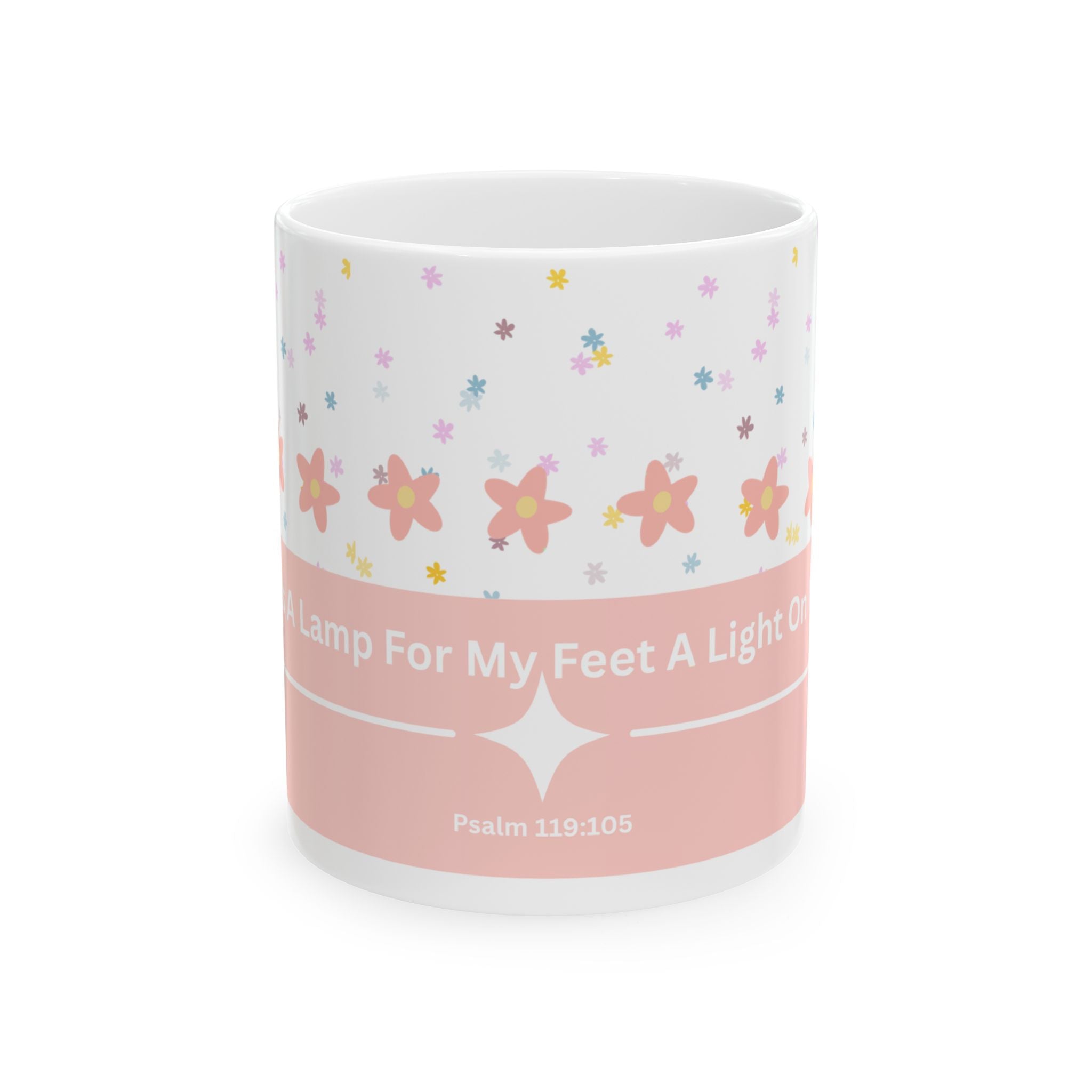 Inspirational Floral Psalm Mug - “Your Word Is A Lamp For My Feet” Ceramic Coffee Cup