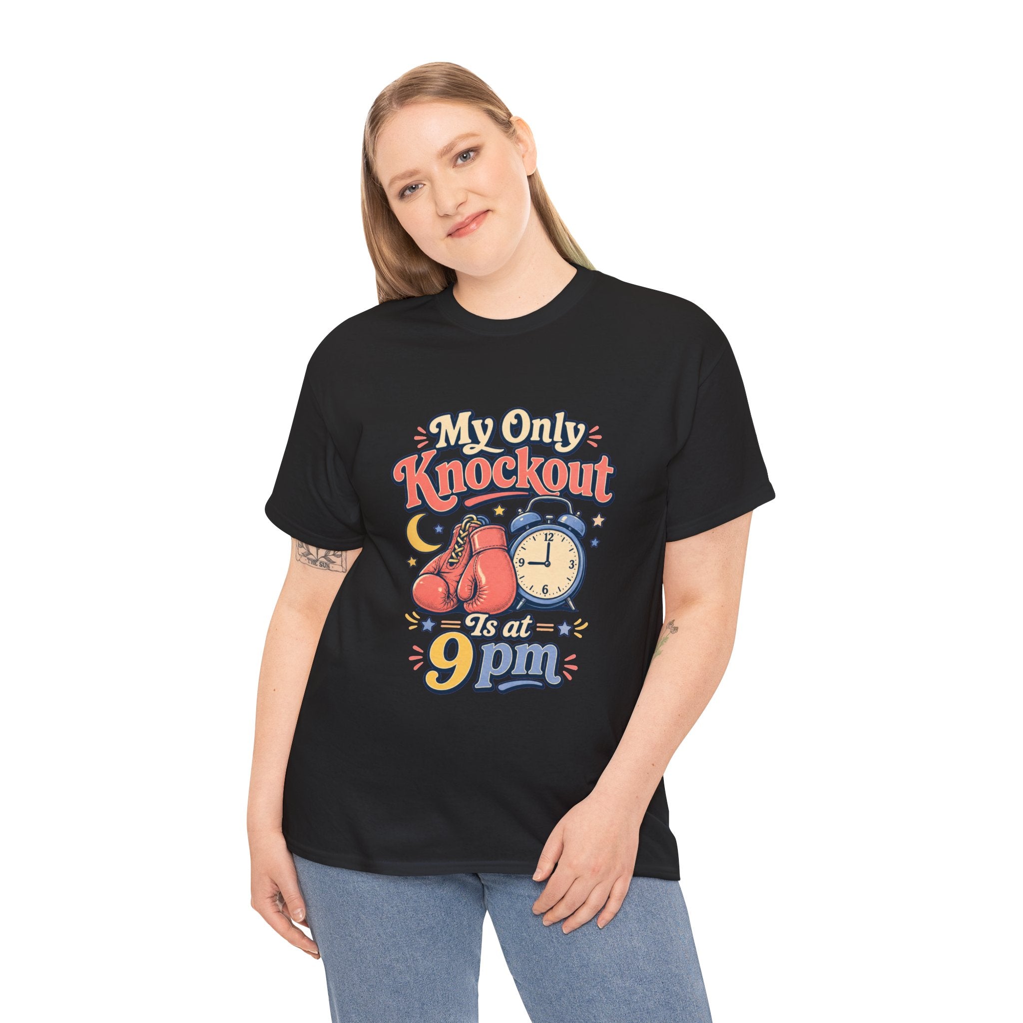 My Only Knockout Is at 9PM T-Shirt |  Funny Night Owl Boxing Graphic Tee  2607044
