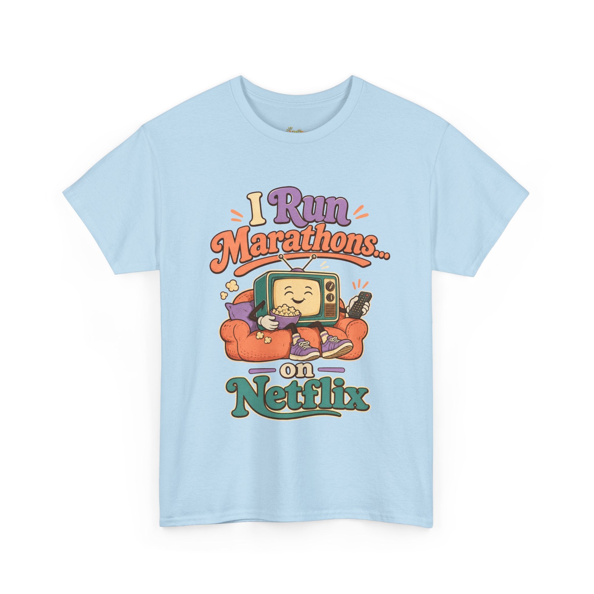 TV Marathon Tee — "I Run Marathons on Netflix" Funny Binge-Watching Shirt