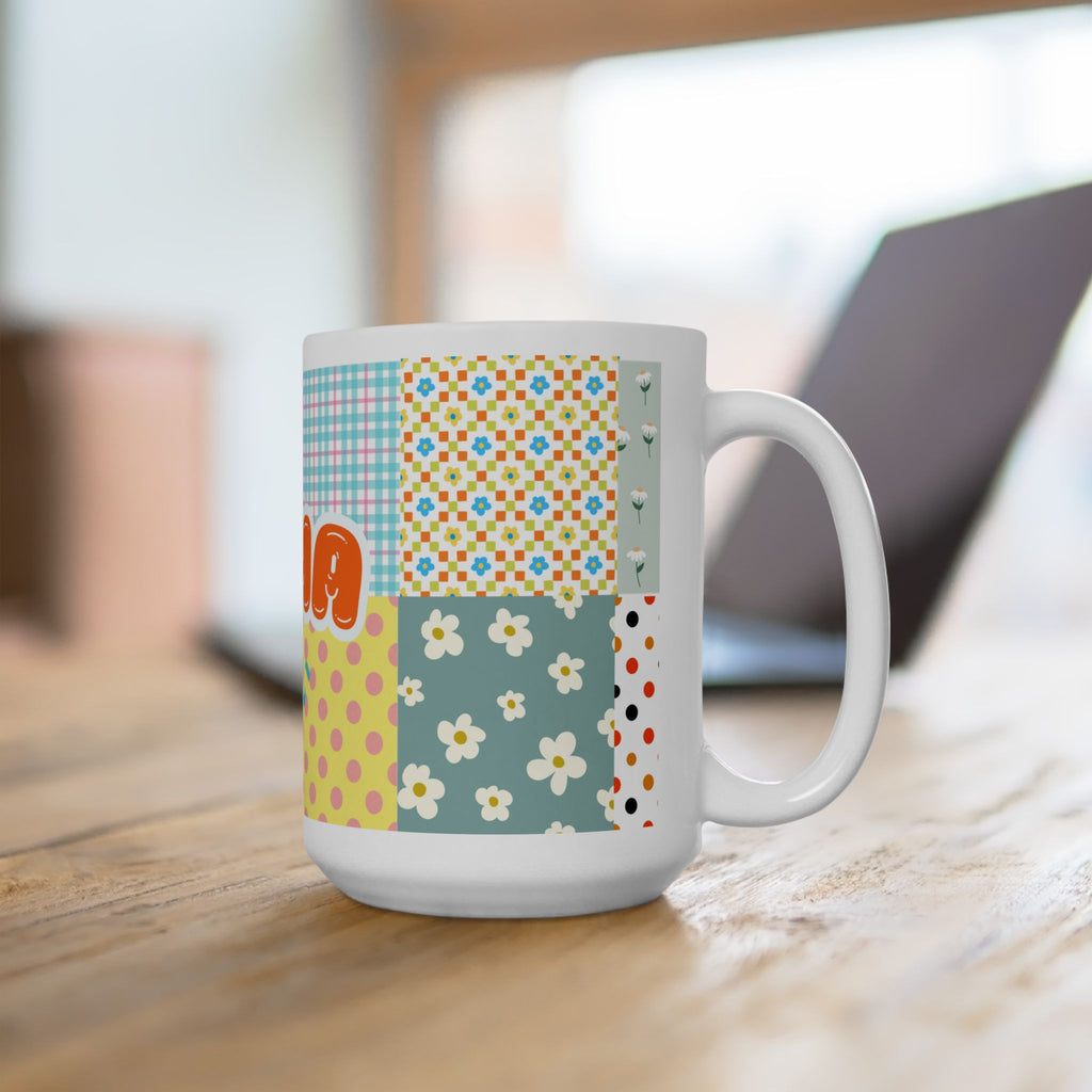 Personalized Kawaii (Cut)Patchwork Mug — Custom Name Ceramic Coffee Cup (11oz, 15oz) 2607035