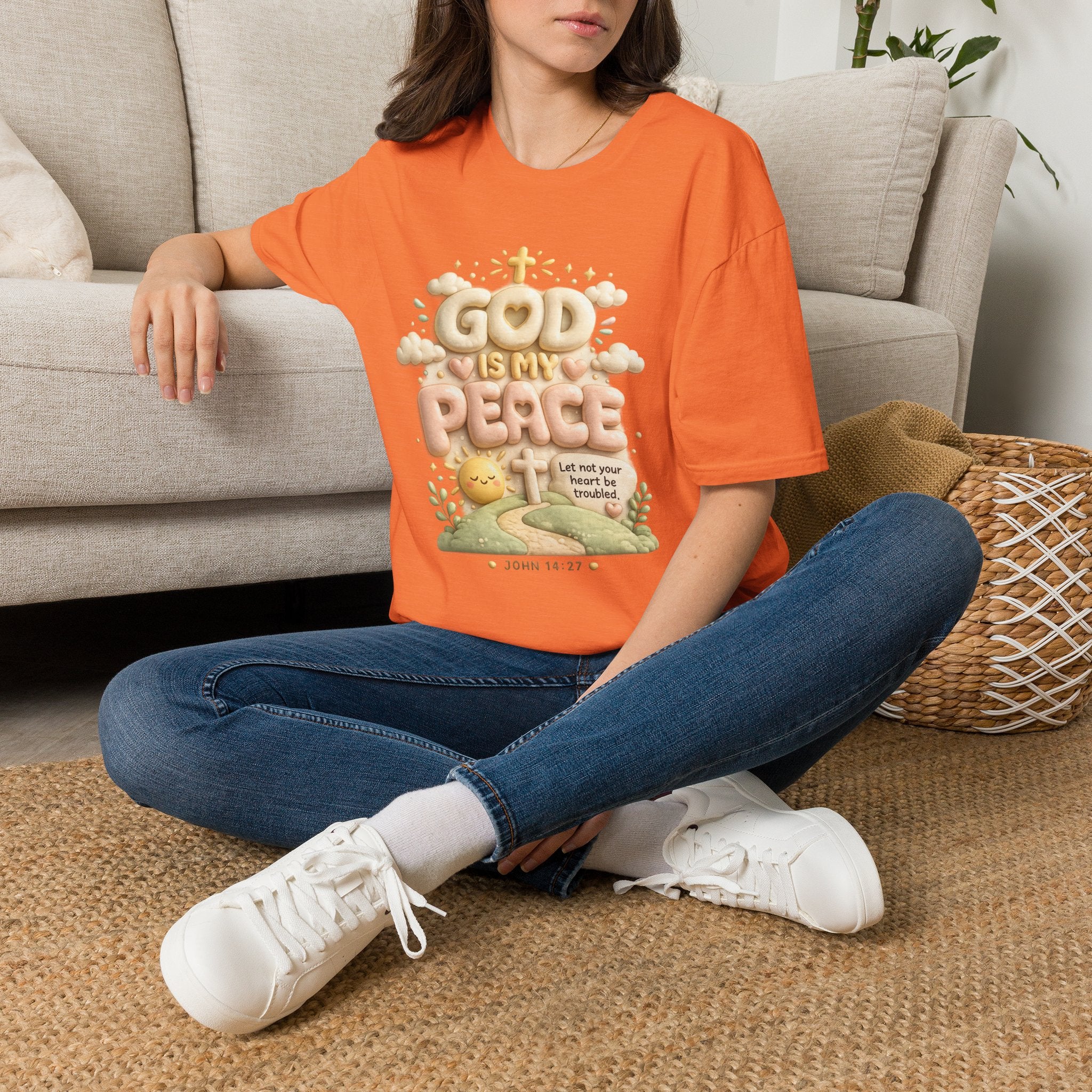 God Is My Peace T-Shirt — Christian Faith Tee with Soft Pastel Cloud Design 2607002