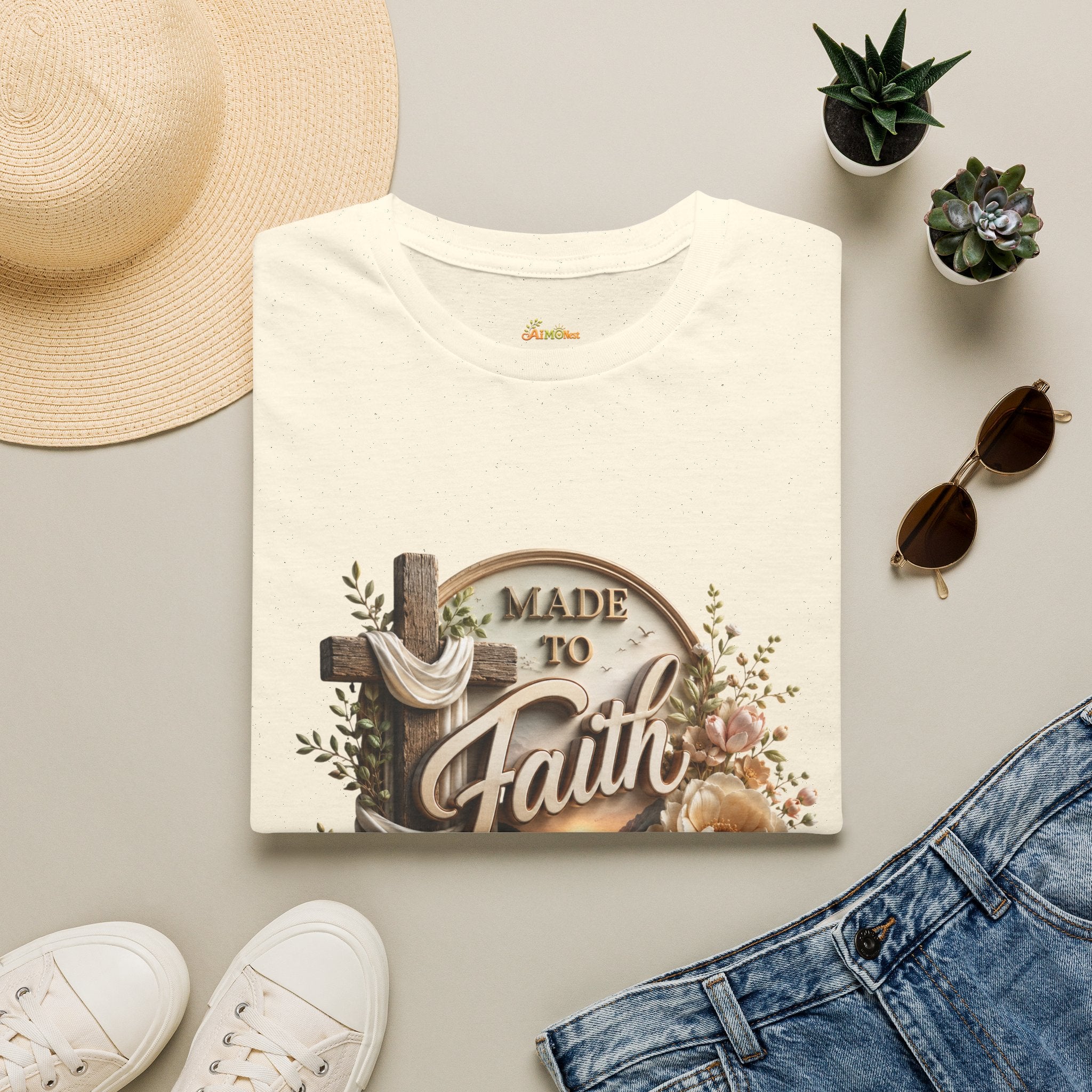 Made to Faith T-Shirt | Christian Cross Floral Scripture Tee