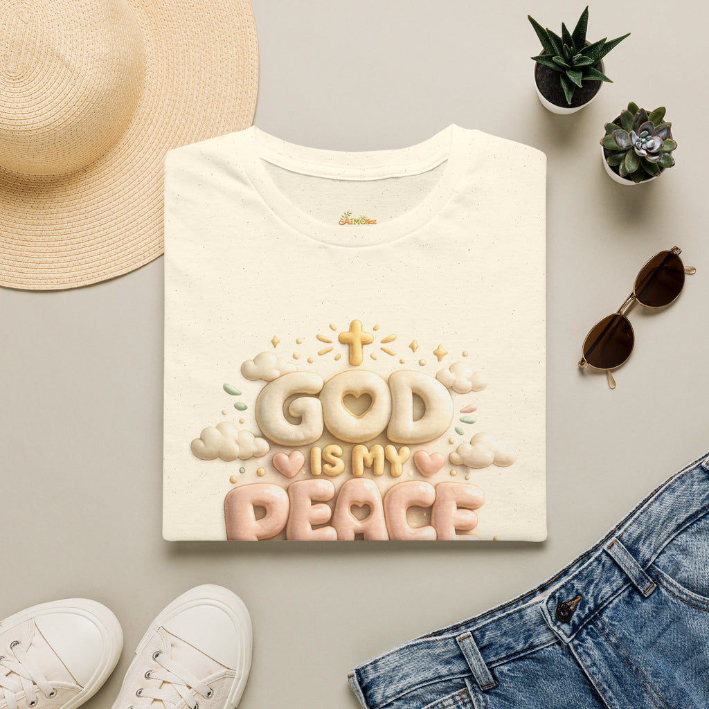 God Is My Peace T-Shirt — Christian Faith Tee with Soft Pastel Cloud Design