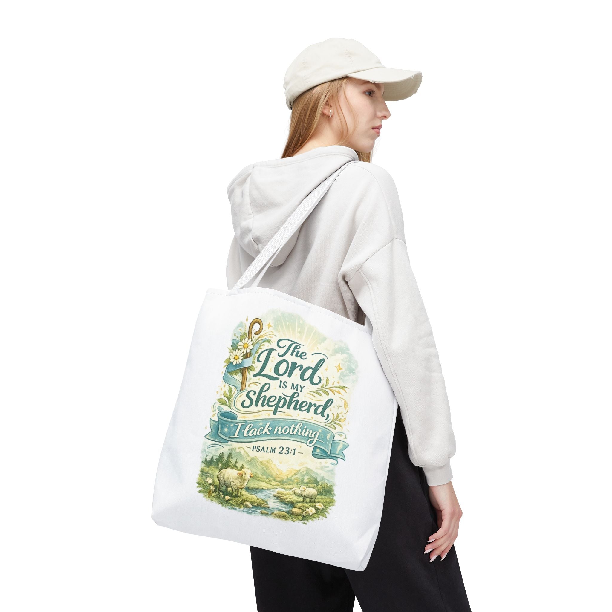 Floral Faith Tote Bag | The Lord Is My Shepherd | Psalm 23:1  4 Colors 2607043