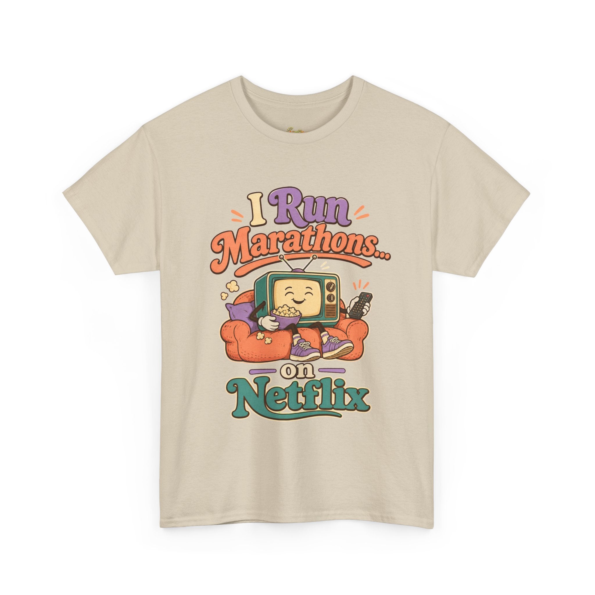 TV Marathon Tee — "I Run Marathons on Netflix" Funny Binge-Watching Shirt
