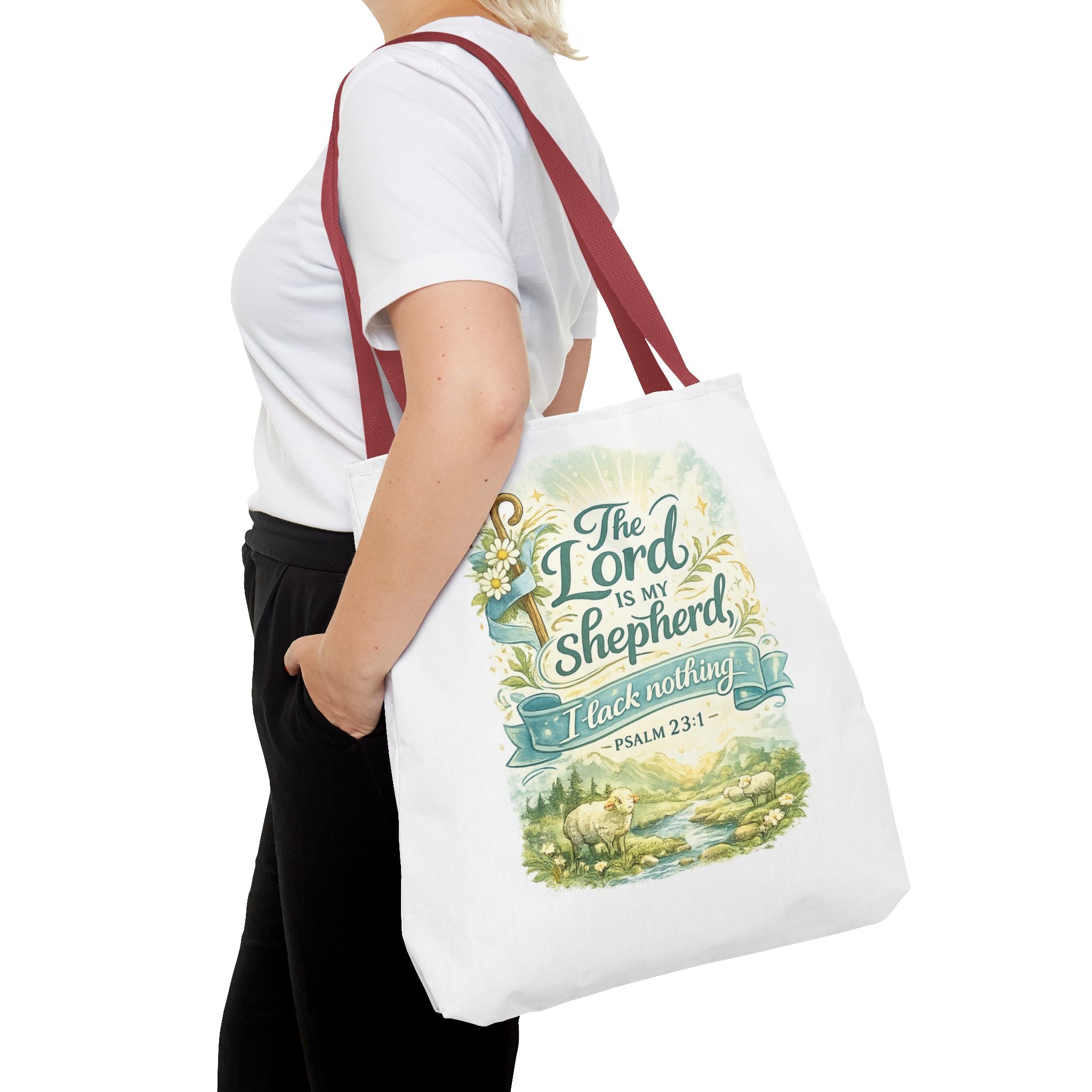 Floral Faith Tote Bag | The Lord Is My Shepherd | Psalm 23:1  4 Colors 2607043