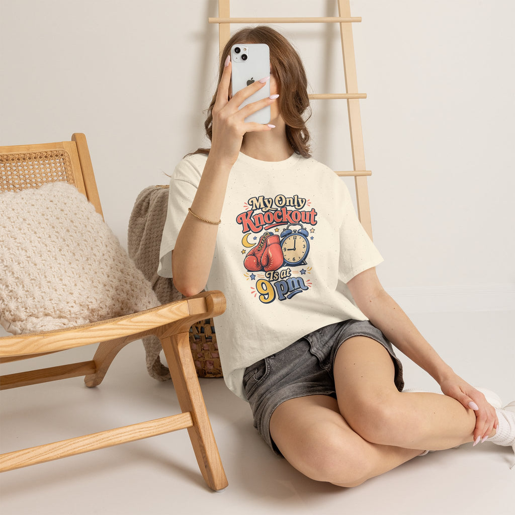 My Only Knockout Is at 9PM T-Shirt |  Funny Night Owl Boxing Graphic Tee  2607044