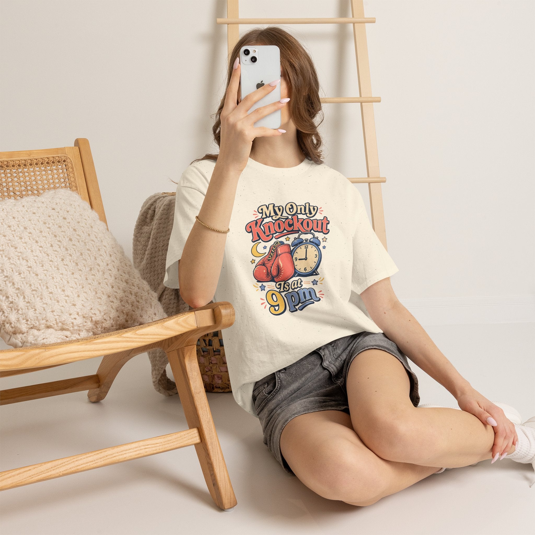 My Only Knockout Is at 9PM T-Shirt |  Funny Night Owl Boxing Graphic Tee  2607044