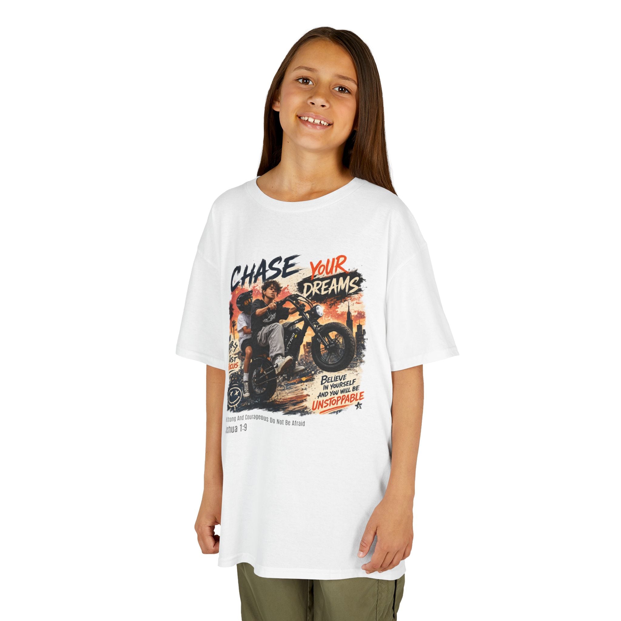 Kids Tee — "Chase Your Dreams" Motorcycle Graphic Shirt 2607012