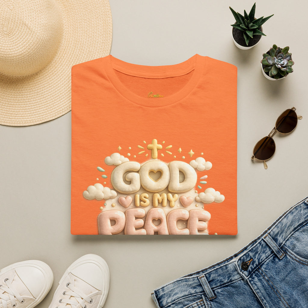 God Is My Peace T-Shirt — Christian Faith Tee with Soft Pastel Cloud Design