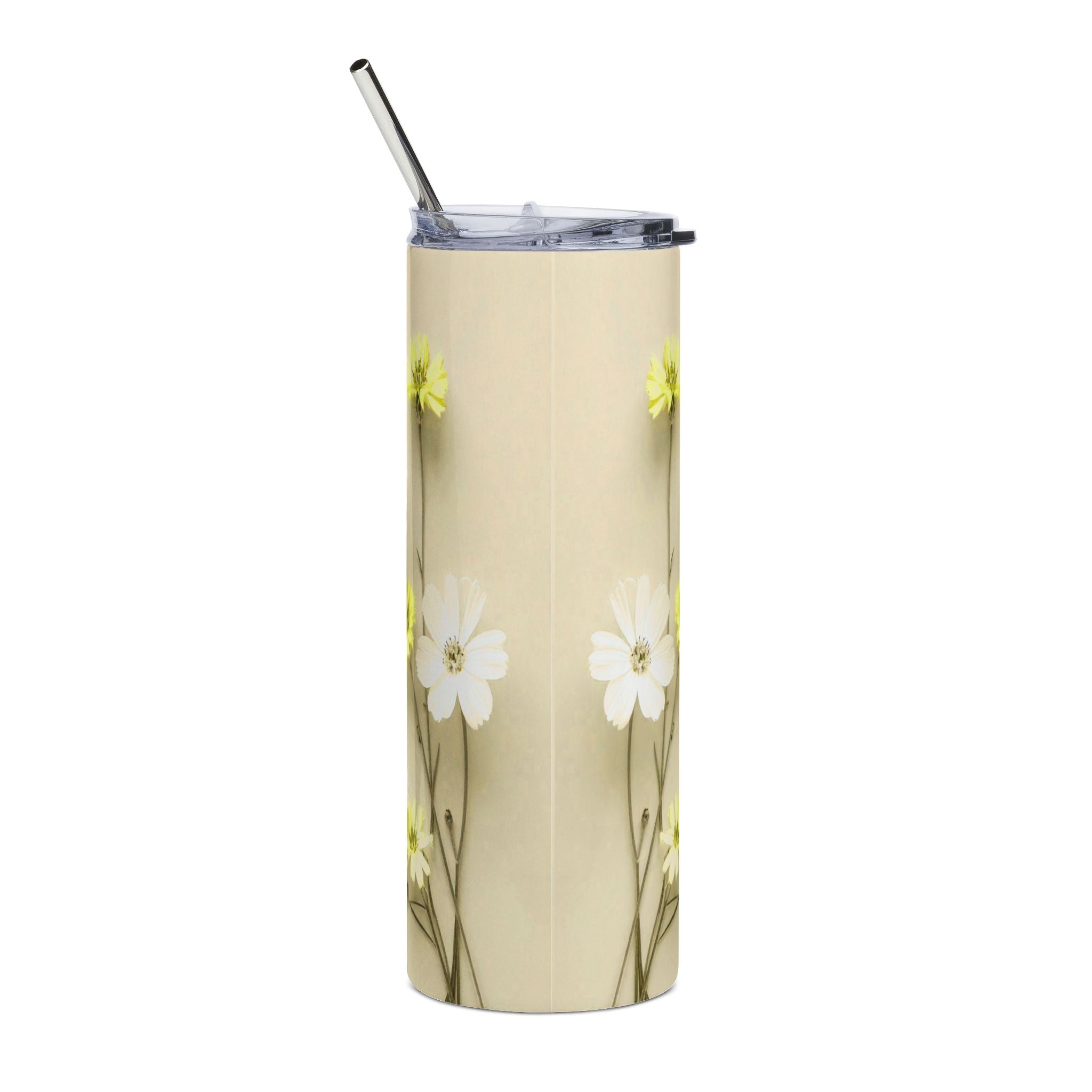 Christian Floral 20oz Stainless Tumbler | Believeth On Me Shall Never Thirst (John 6:35) - Yellow 2607052