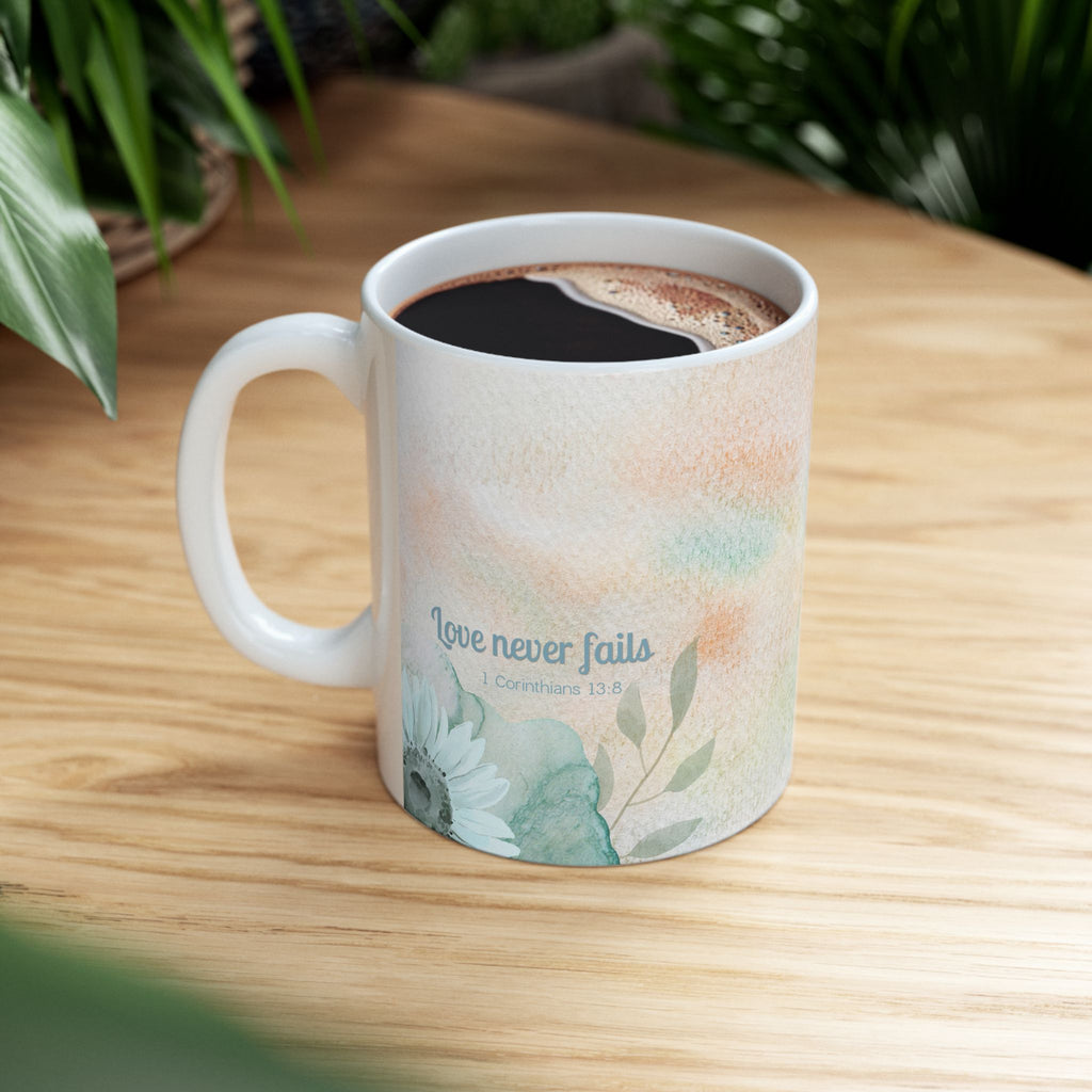 Custom Name with Gratitude Floral Ceramic Coffee Mug | Personalized for Thank You Coffee Mug (11oz, 15oz) 2607034