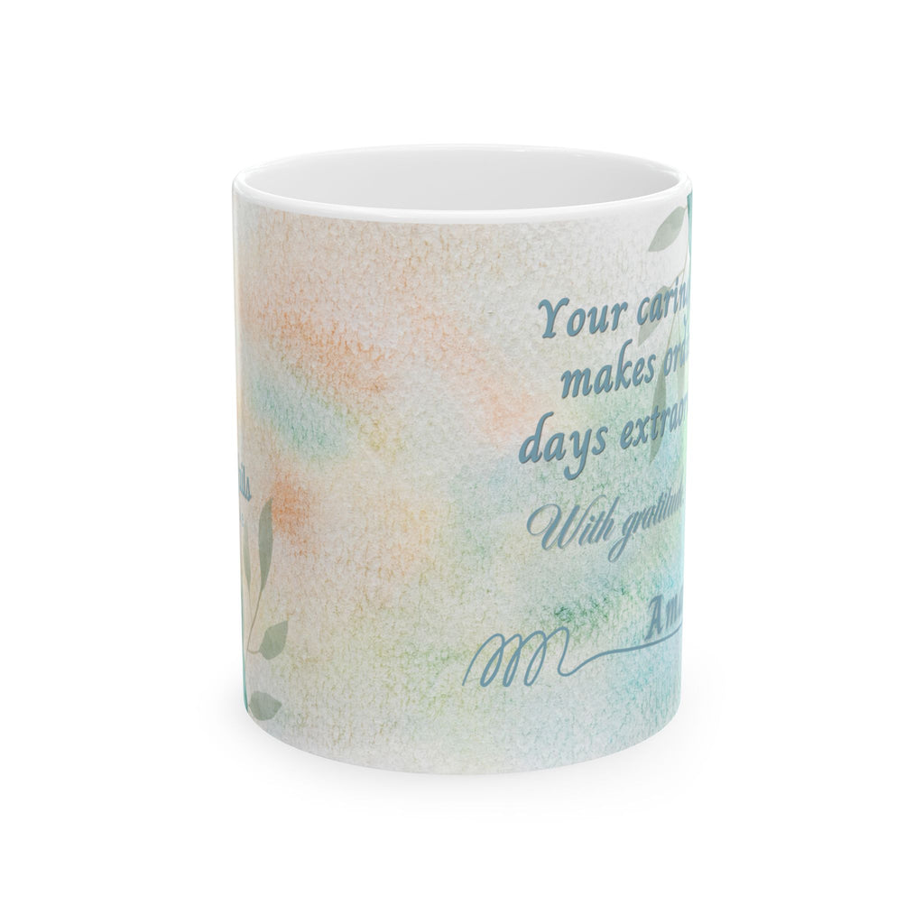 Custom Name with Gratitude Floral Ceramic Coffee Mug | Personalized for Thank You Coffee Mug (11oz, 15oz) 2607034