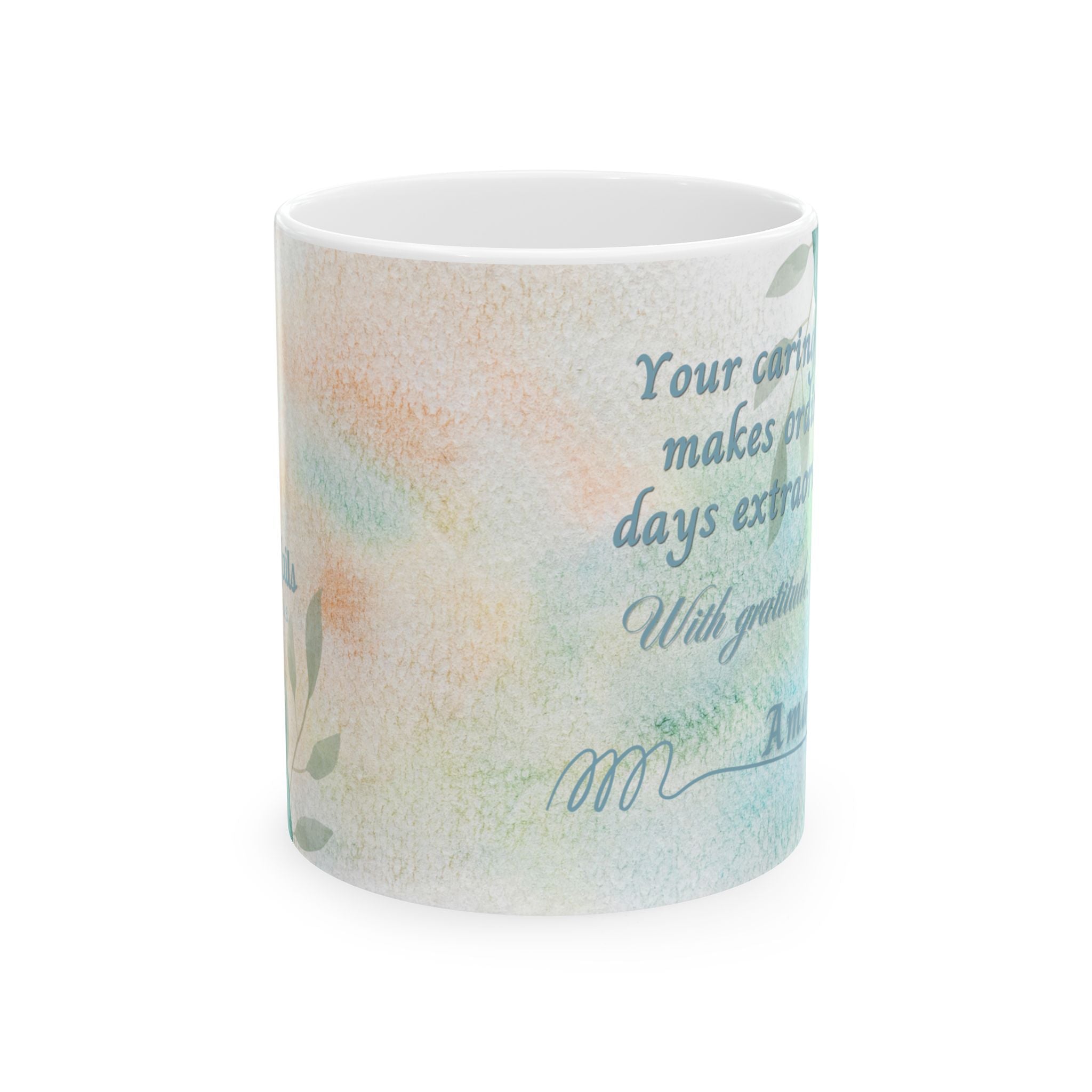 Custom Name with Gratitude Floral Ceramic Coffee Mug | Personalized for Thank You Coffee Mug (11oz, 15oz) 2607034