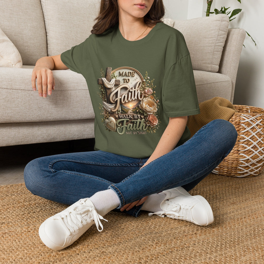 Made to Faith T-Shirt | Christian Cross Floral Scripture Tee