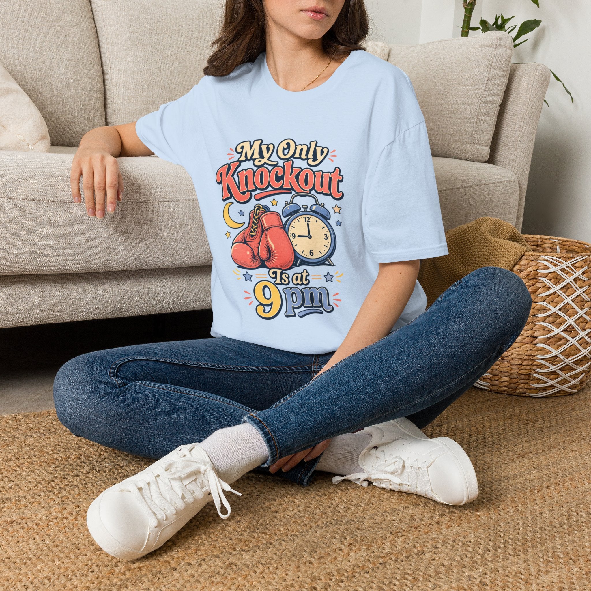 T Shirt | My Only Knockout Is at 9 PM | Retro Boxing Sleep Vibe