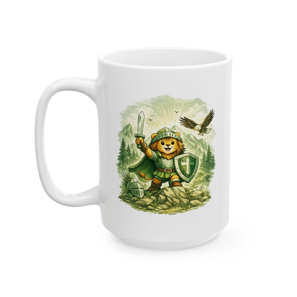 Be Strong and Courageous Lion | Christian Faith Warrior Design | Courage & Strength Bible Inspired Artwork | Mug — Nature  Illustration (11oz, 15oz)