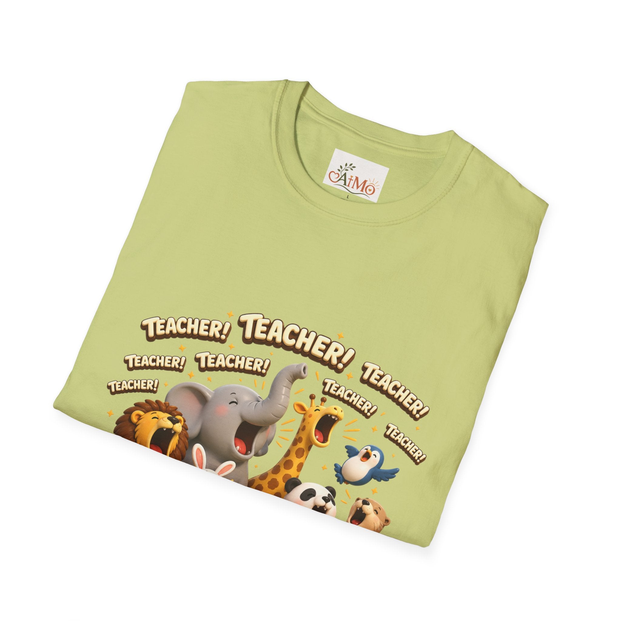 Cute Jungle Animals Saying TEACHER! T-Shirt | Elephant Giraffe Lion Penguin Design