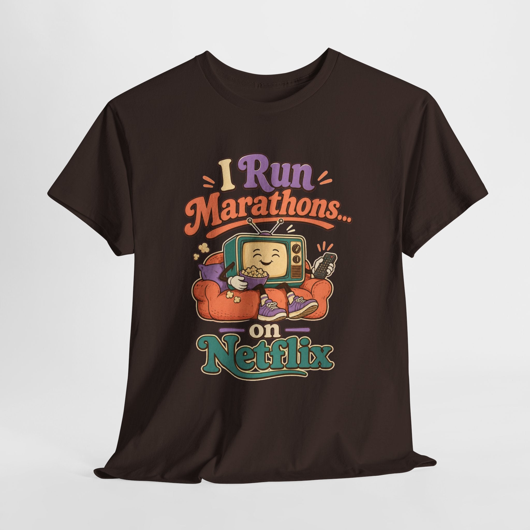 TV Marathon Tee — "I Run Marathons on Netflix" Funny Binge-Watching Shirt