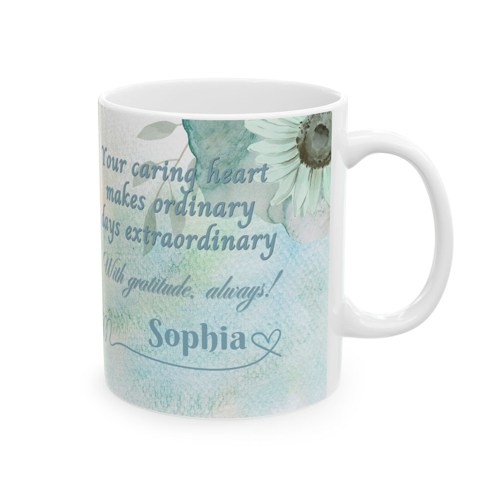 Custom Name with Gratitude Floral Ceramic Coffee Mug | Personalized for Thank You Coffee Mug (11oz, 15oz) 2607034