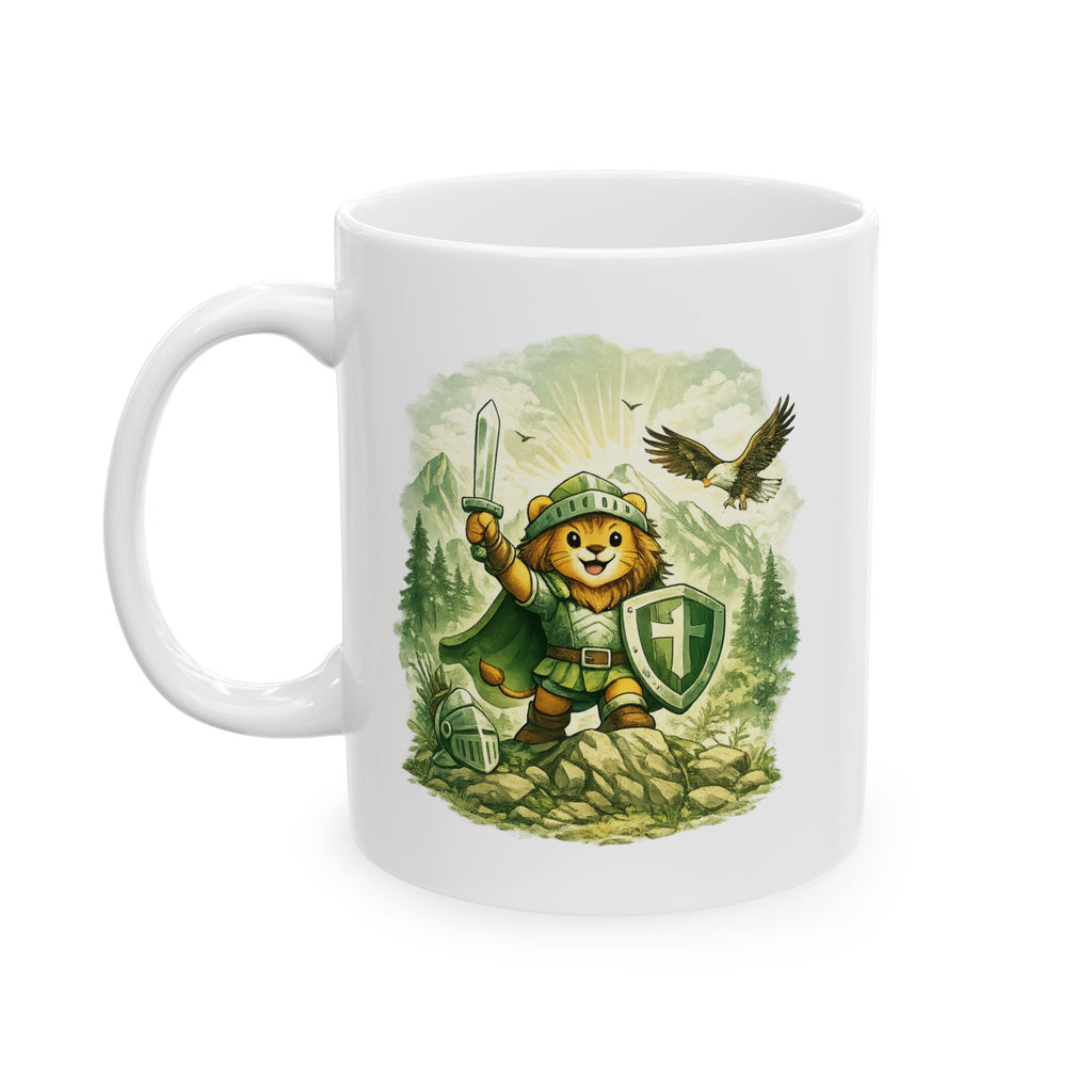 Be Strong and Courageous Lion | Christian Faith Warrior Design | Courage & Strength Bible Inspired Artwork | Mug — Nature  Illustration (11oz, 15oz)