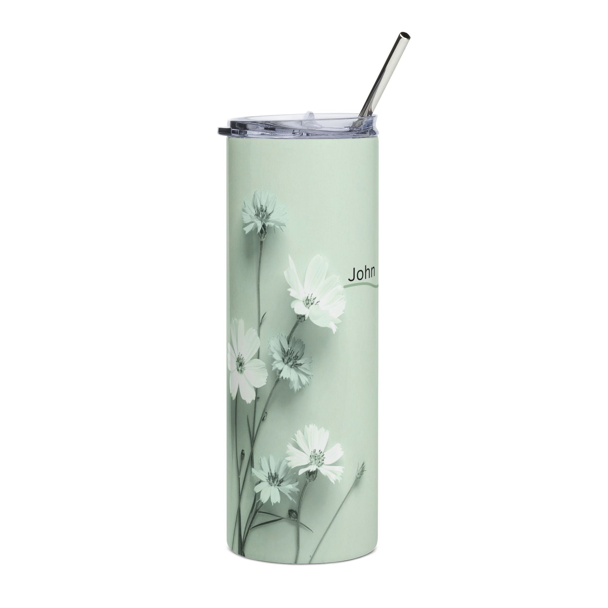 Christian Floral 20oz Stainless Tumbler | Believeth On Me Shall Never Thirst (John 6:35) 2607049