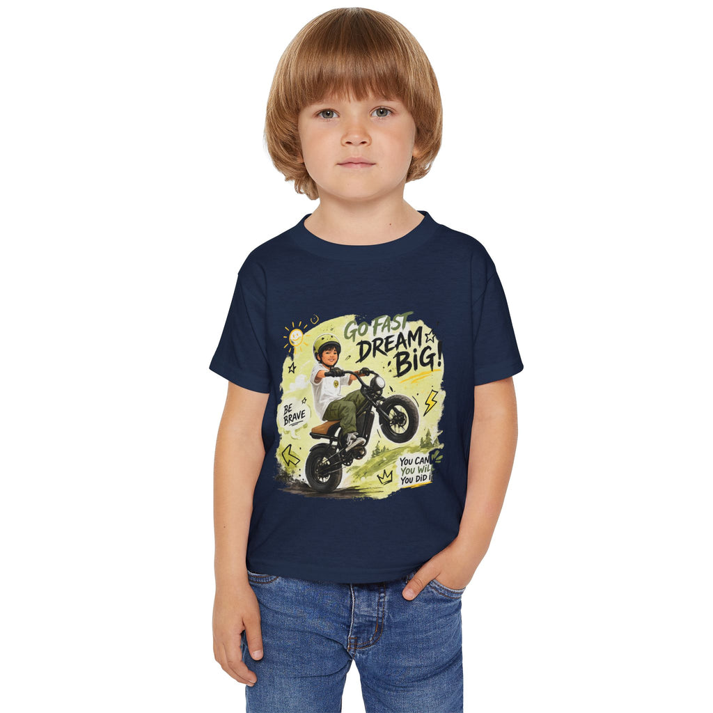 Toddler T‑Shirt — "Go Fast Dream Big" Motorcycle Ride Graphic