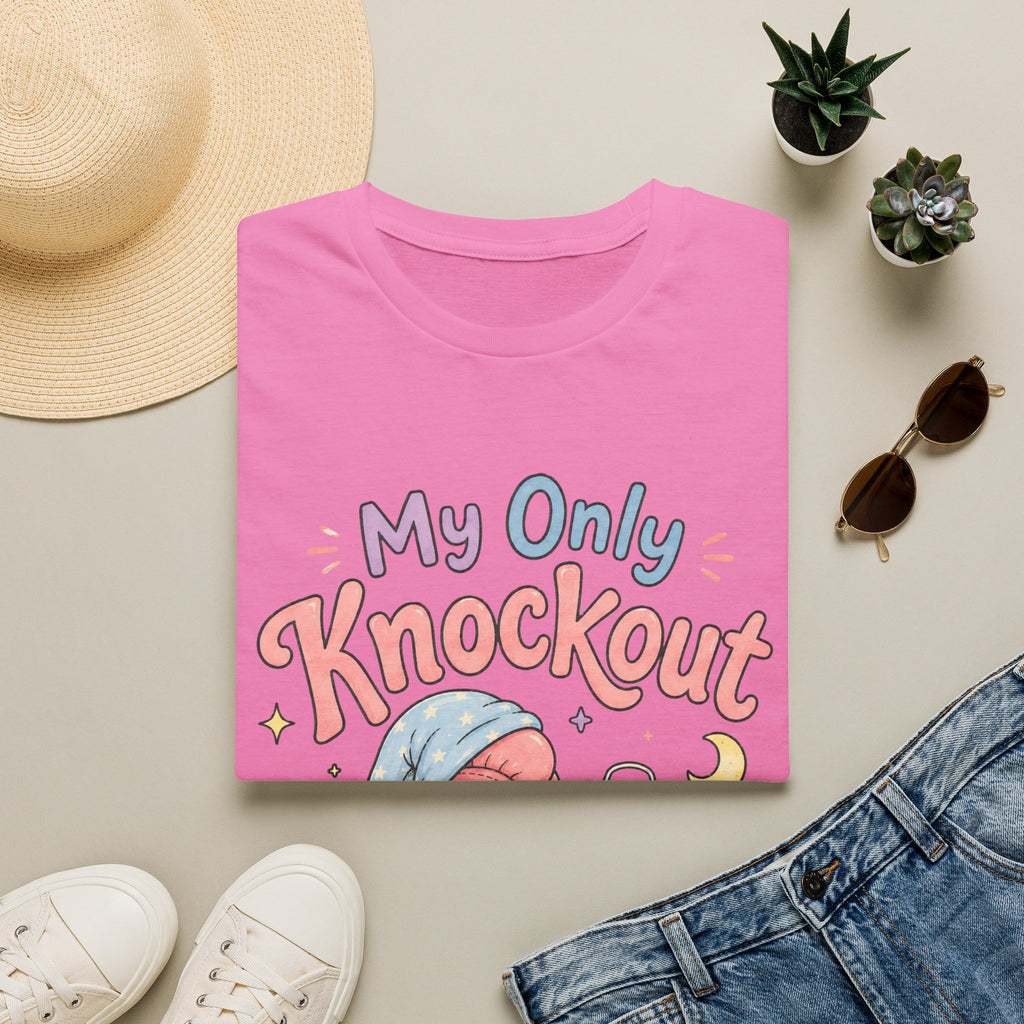 T-Shirt — "My Only Knockout Is at 9 PM" Cute Sleepy Boxing Cartoon Tee