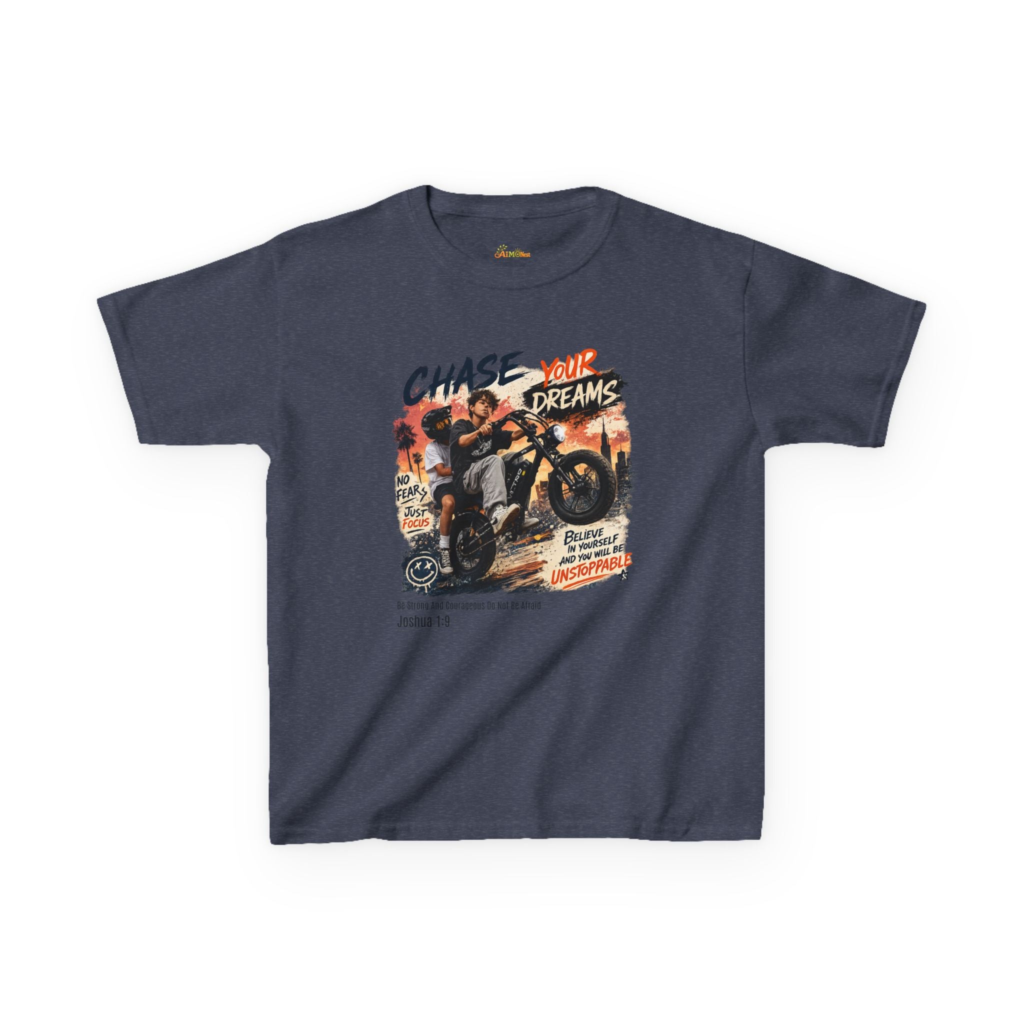 Kids Tee — "Chase Your Dreams" Motorcycle Graphic Shirt 2607012