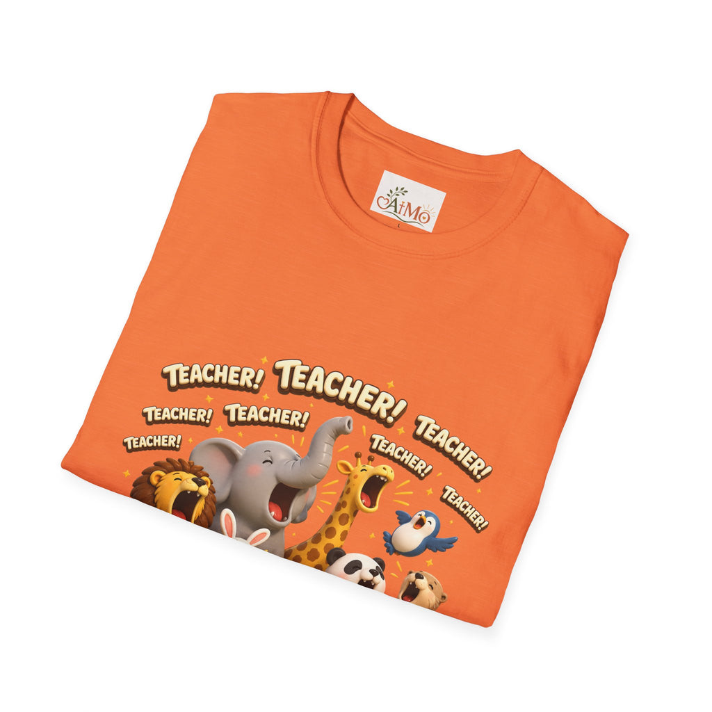 Cute Jungle Animals Saying TEACHER! T-Shirt | Elephant Giraffe Lion Penguin Design