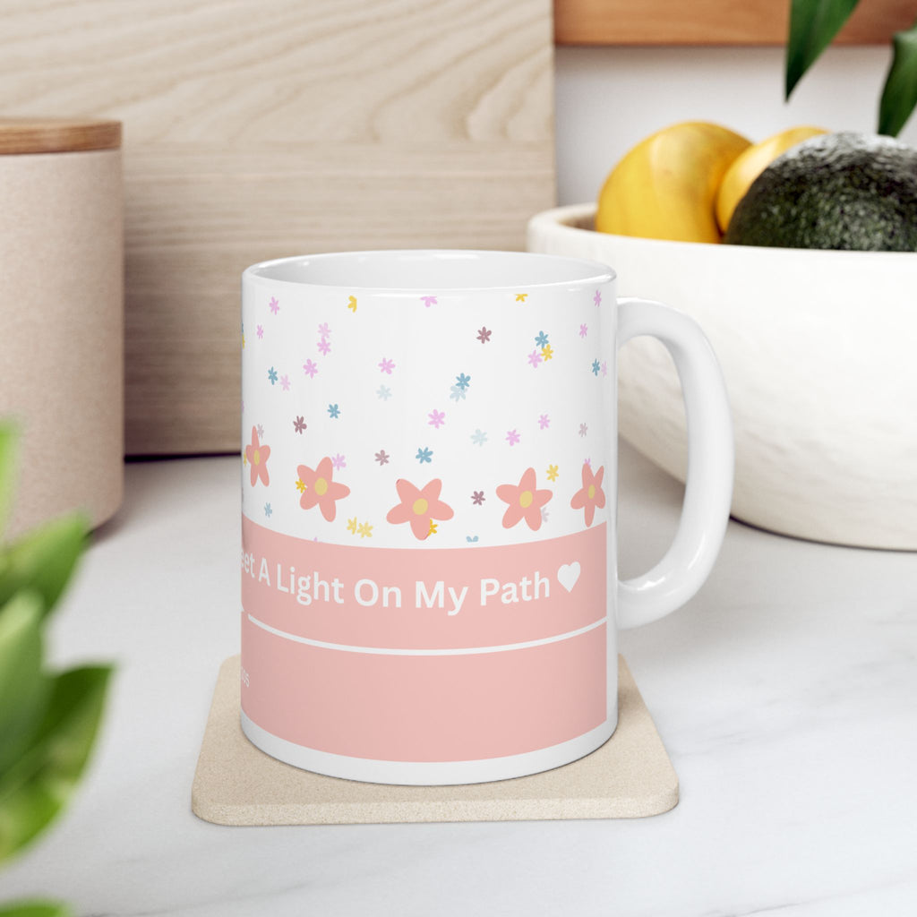 Inspirational Floral Psalm Mug - “Your Word Is A Lamp For My Feet” Ceramic Coffee Cup