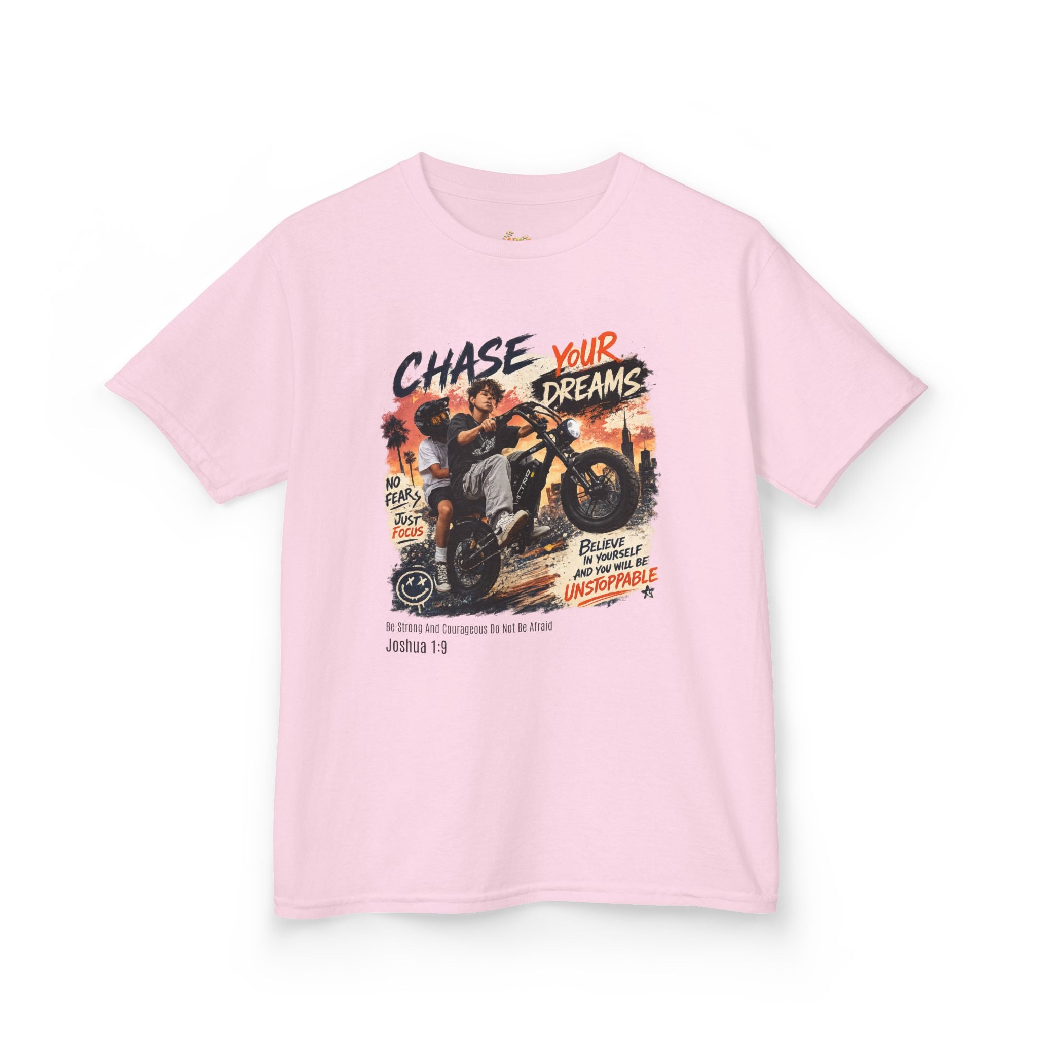 Kids Tee — "Chase Your Dreams" Motorcycle Graphic Shirt