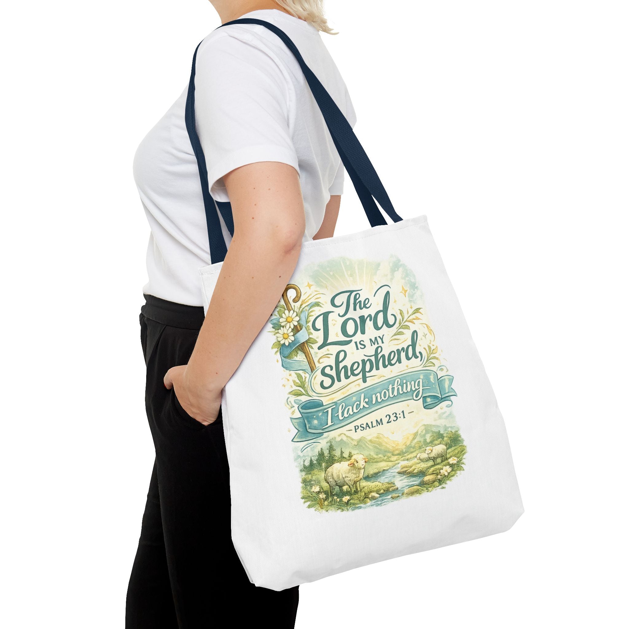 Floral Faith Tote Bag | The Lord Is My Shepherd | Psalm 23:1  4 Colors 2607043