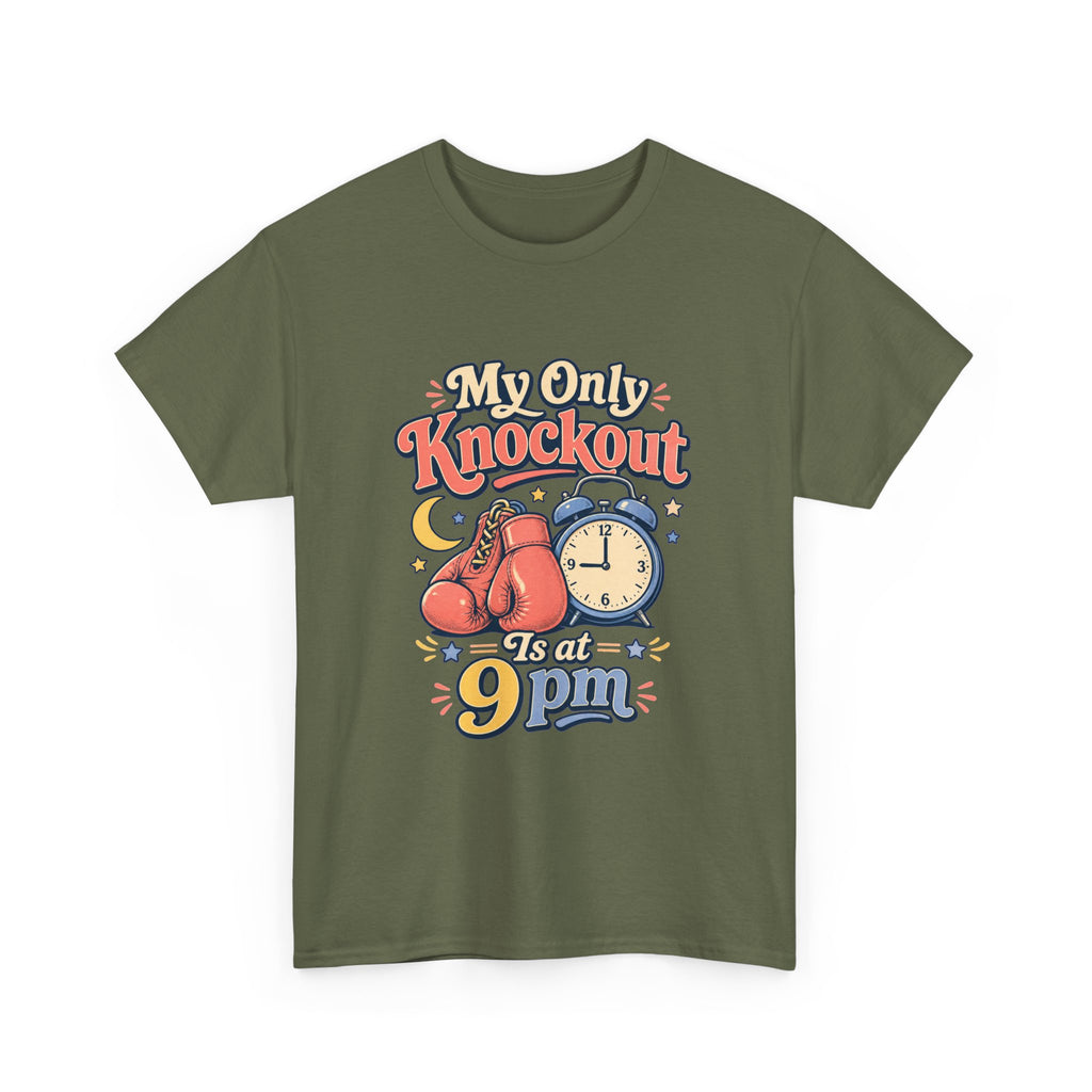 My Only Knockout Is at 9PM T-Shirt |  Funny Night Owl Boxing Graphic Tee  2607044