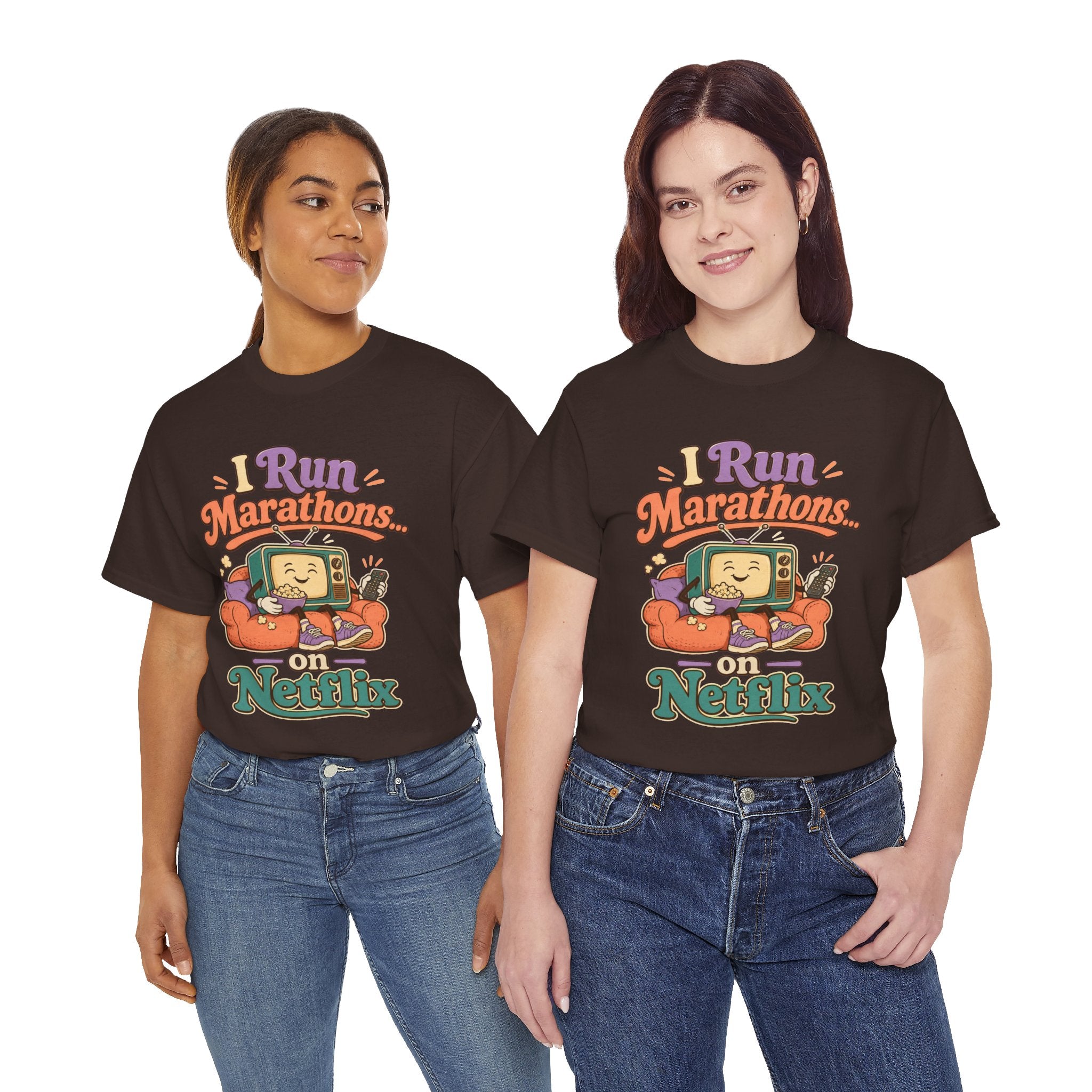 TV Marathon Tee — "I Run Marathons on Netflix" Funny Binge-Watching Shirt