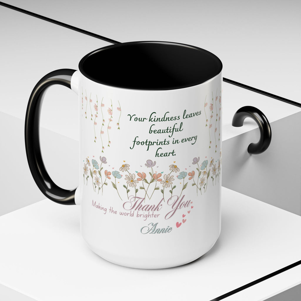 Custom Name For Thank You Coffee Mug | Personalized Grateful Floral Coffee Mug |  Gentle Remembrance 11oz | 15oz 2607033
