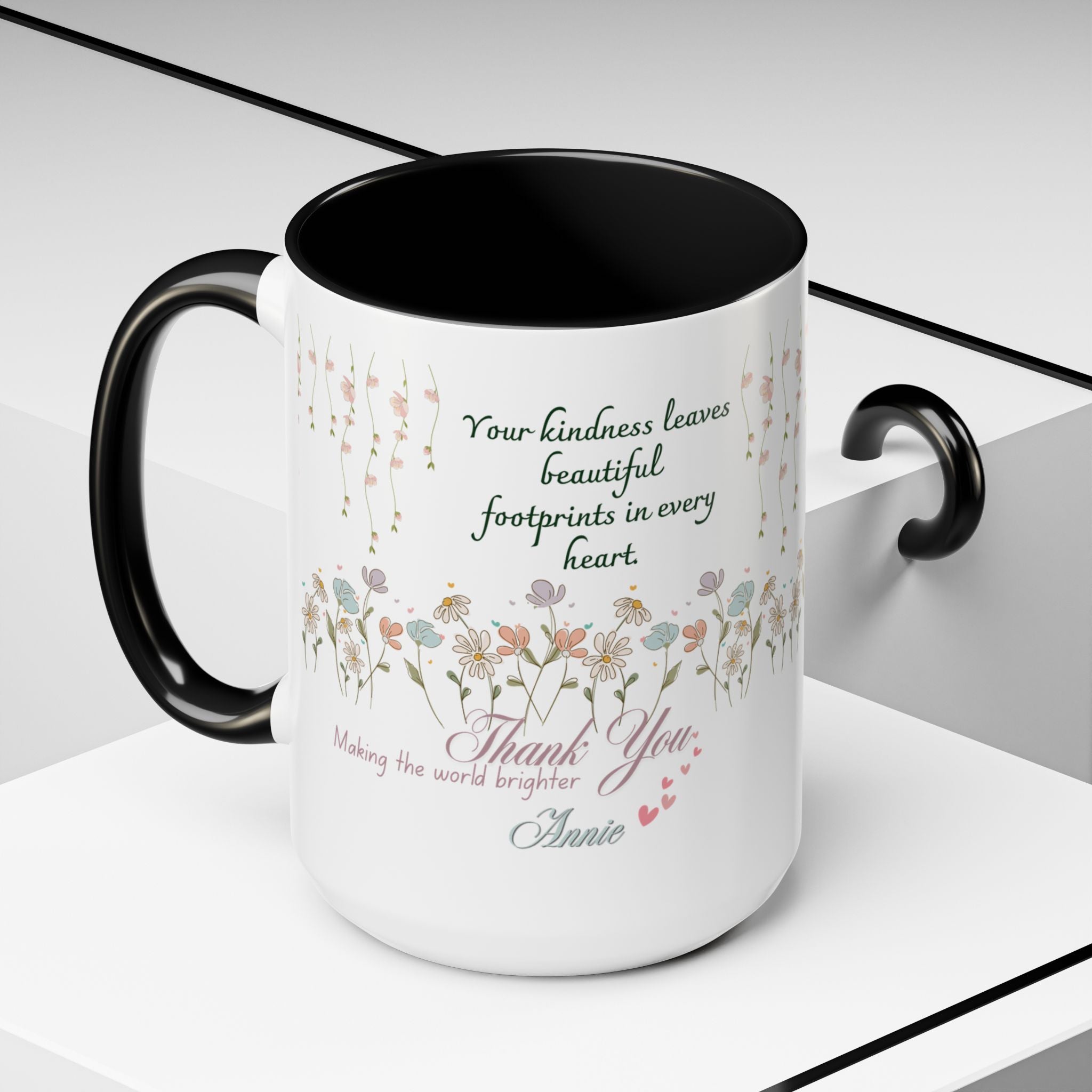 Custom Name For Thank You Coffee Mug | Personalized Grateful Floral Coffee Mug |  Gentle Remembrance 11oz | 15oz 2607033