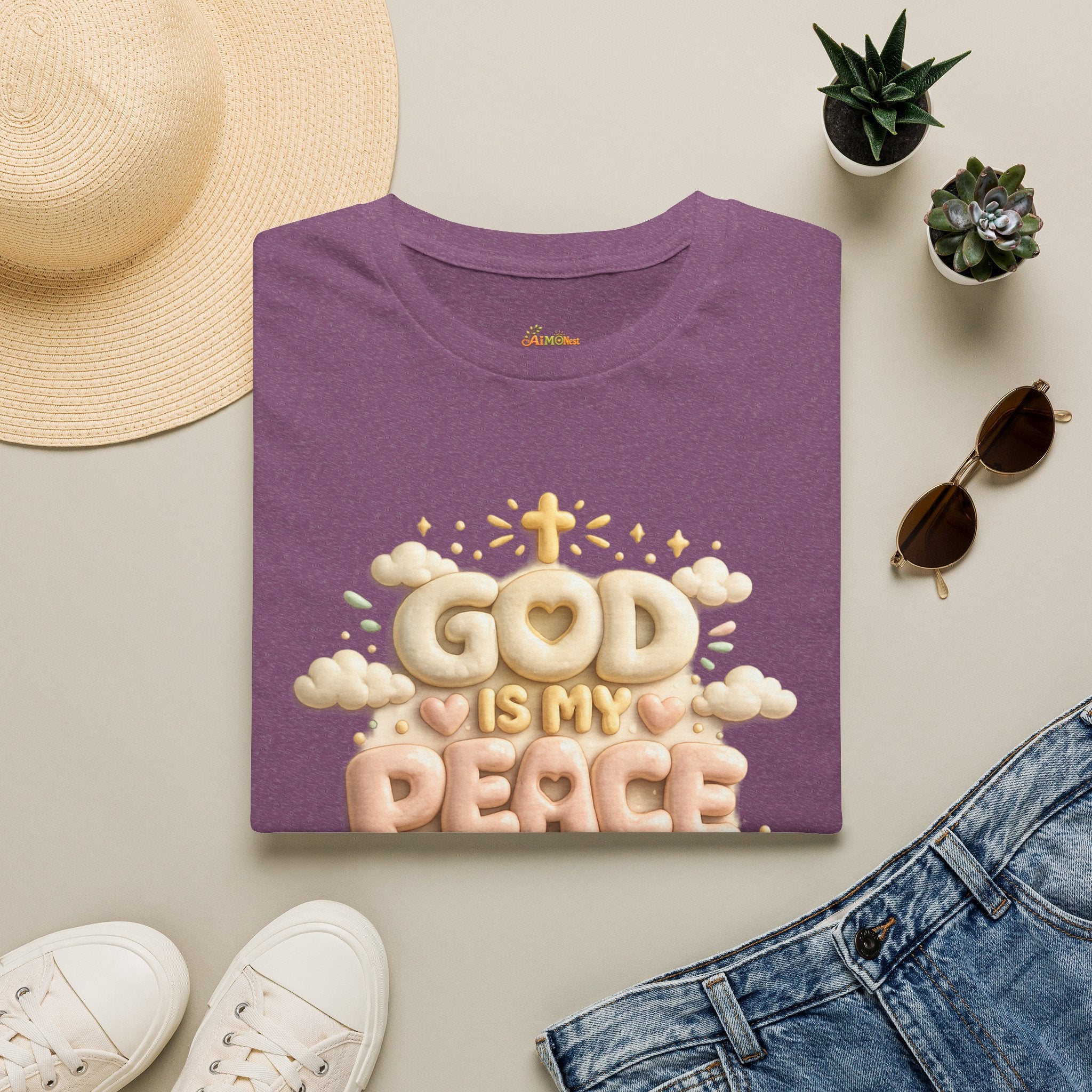God Is My Peace T-Shirt — Christian Faith Tee with Soft Pastel Cloud Design 2607002